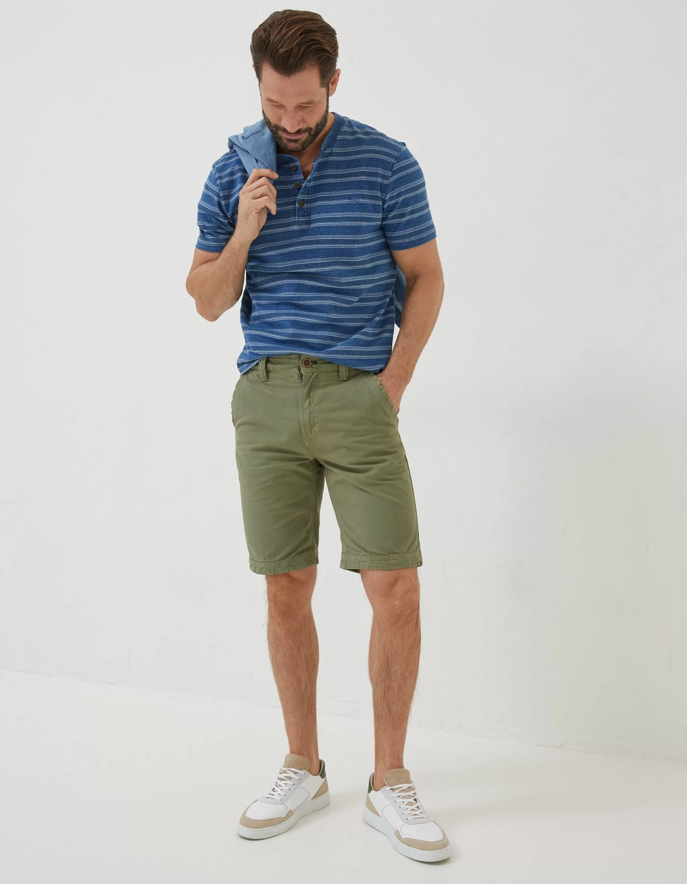 Shop FatFace Cove Flat Front Shorts Washed Green