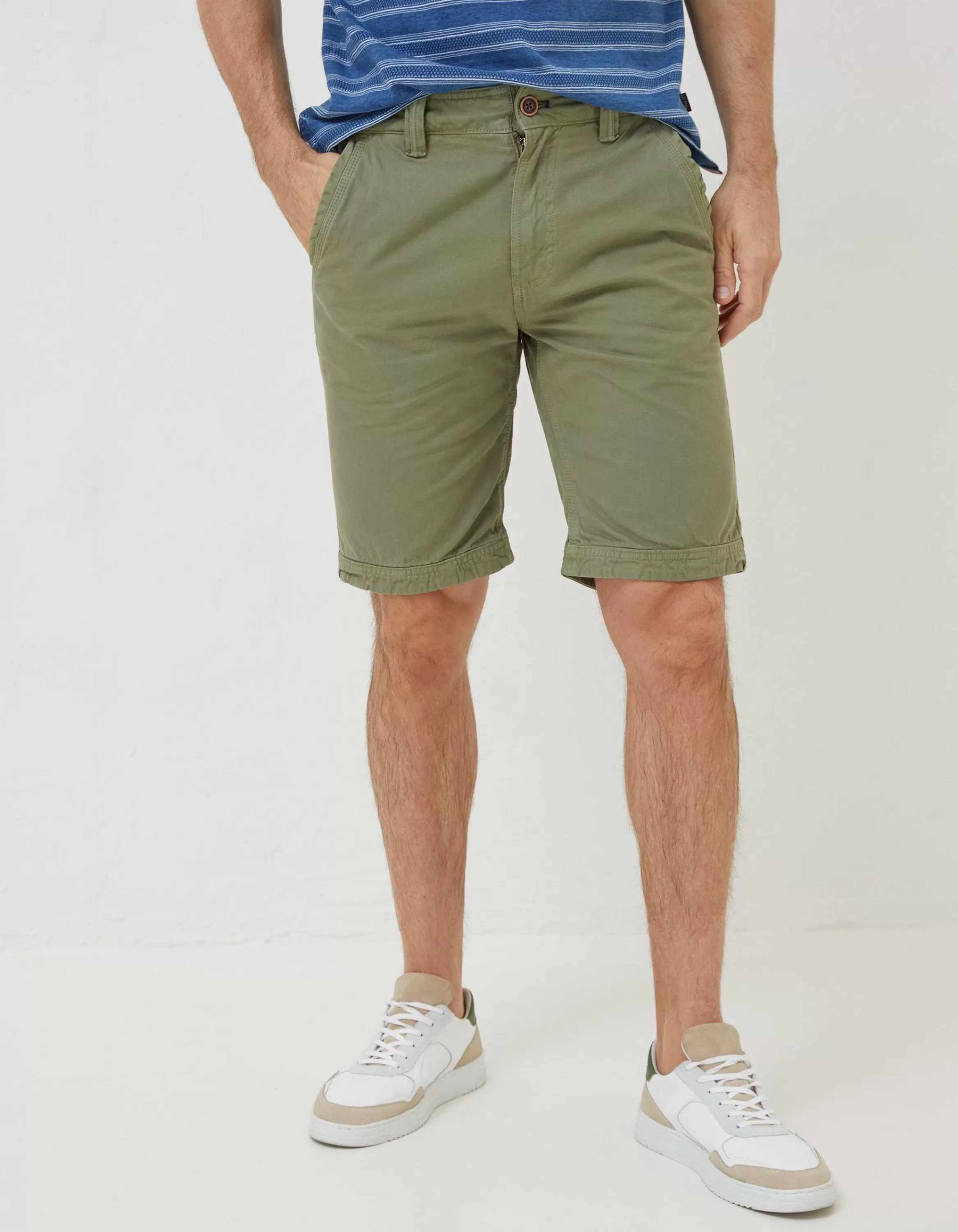 Shop FatFace Cove Flat Front Shorts Washed Green