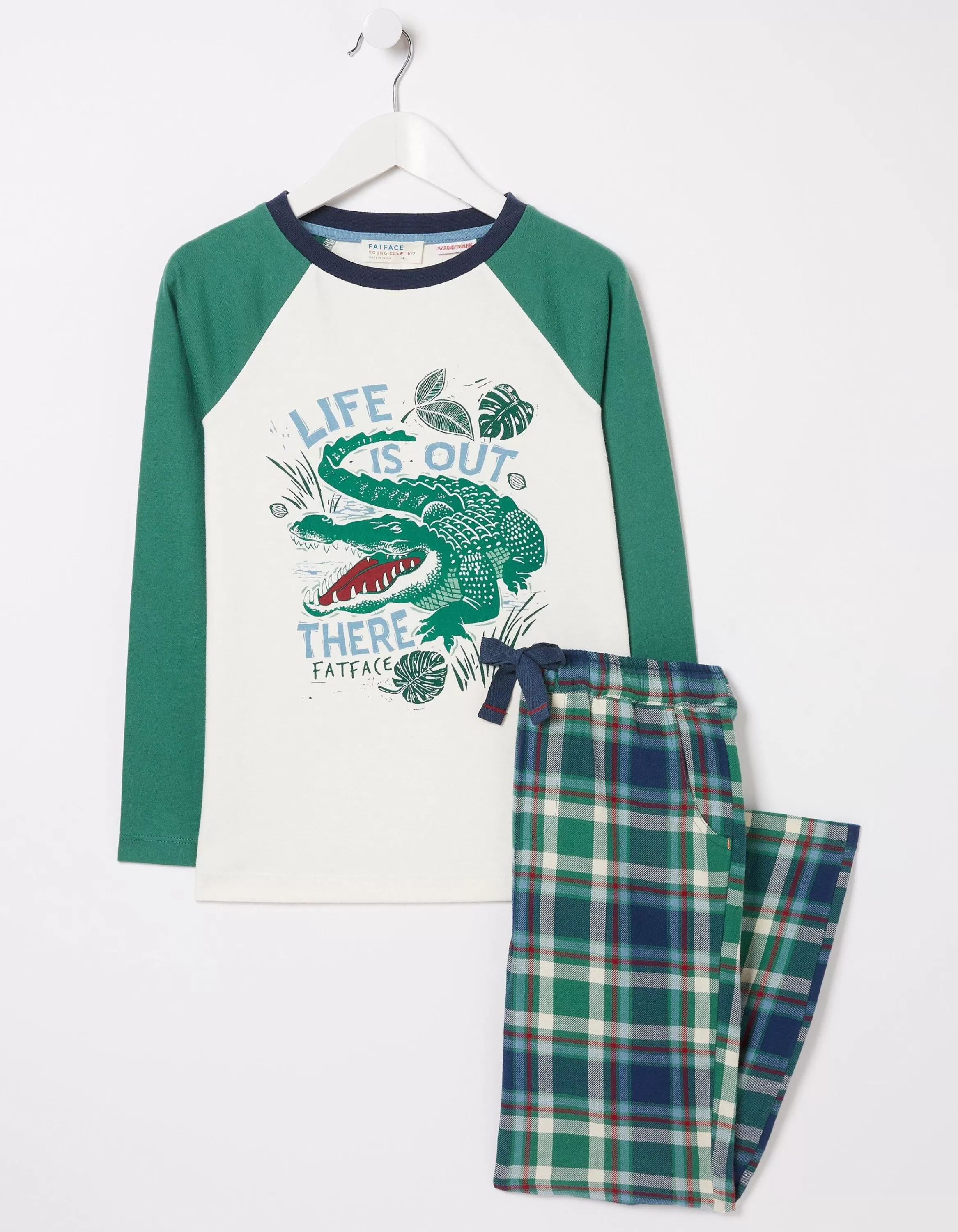 Store FatFace Crocodile Check Pyjama Set Green