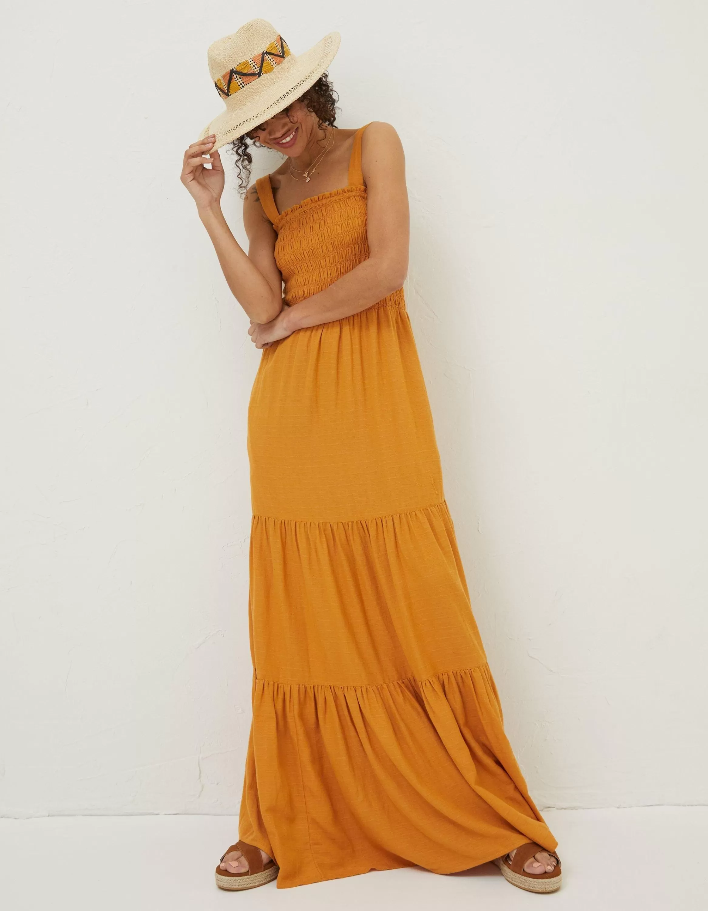 Sale FatFace Danielle Maxi Dress Golden Yellow