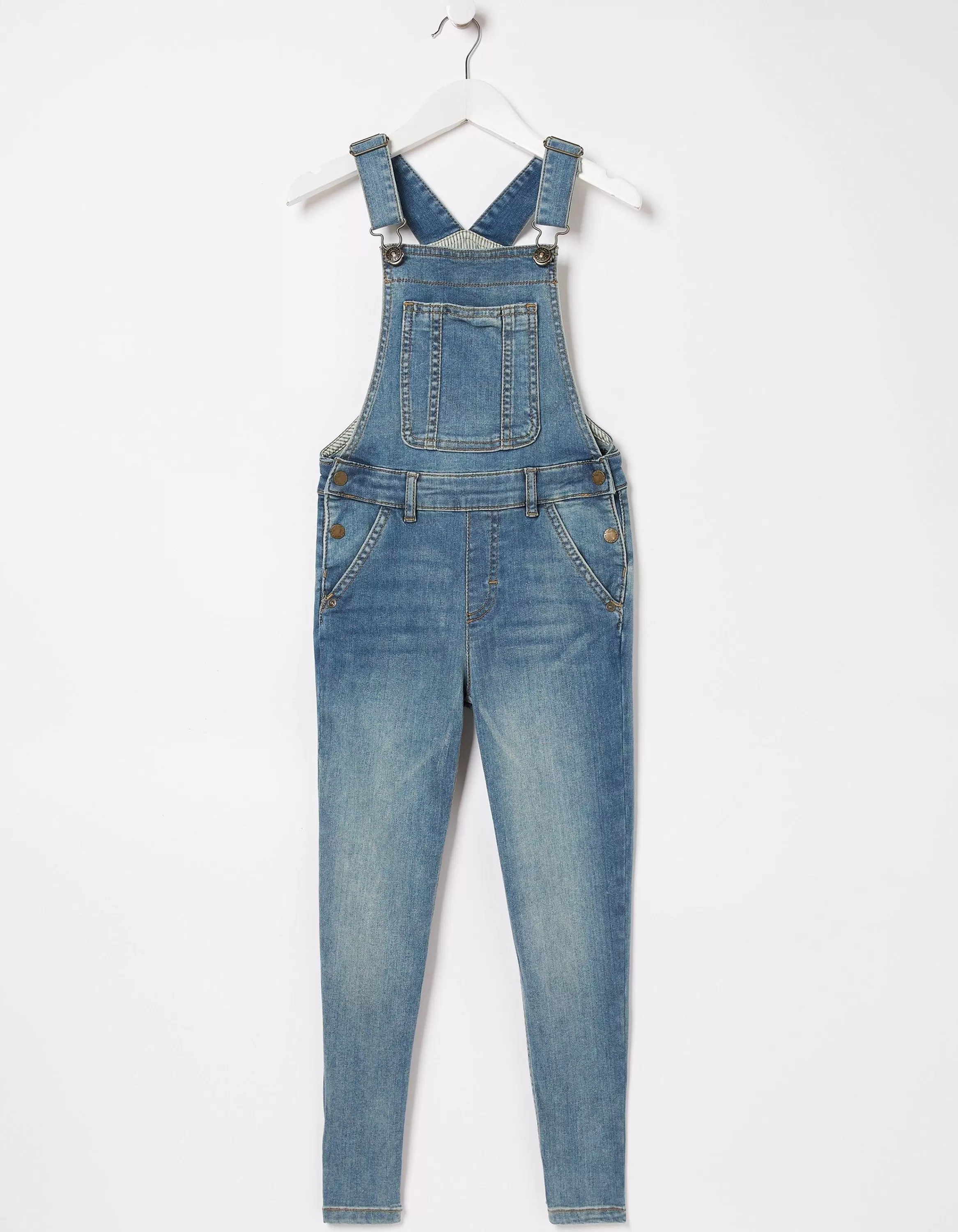 New FatFace Darcy Skinny Denim Dungarees Denim Blue