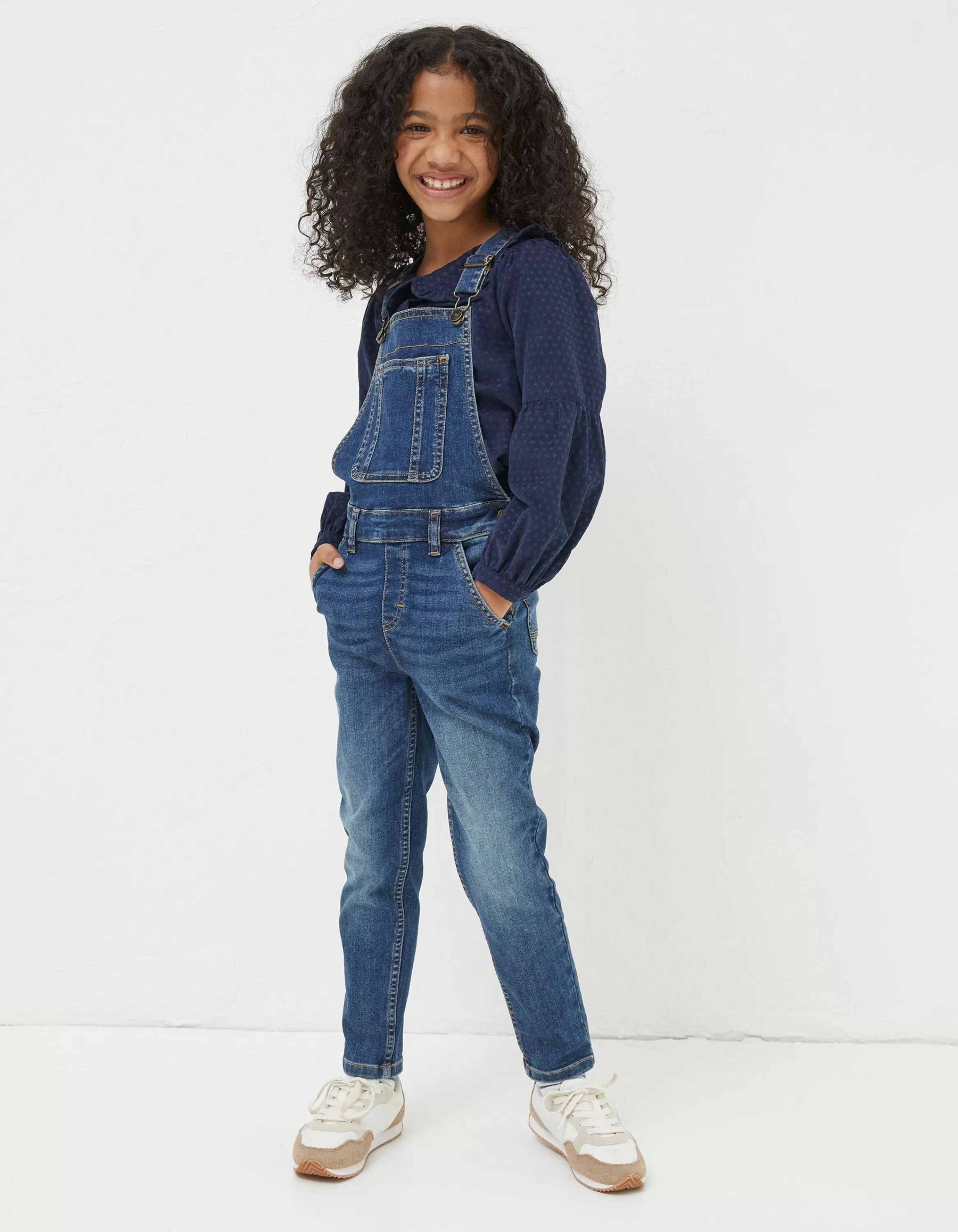 Fashion FatFace Darcy Skinny Dungarees Denim Blue