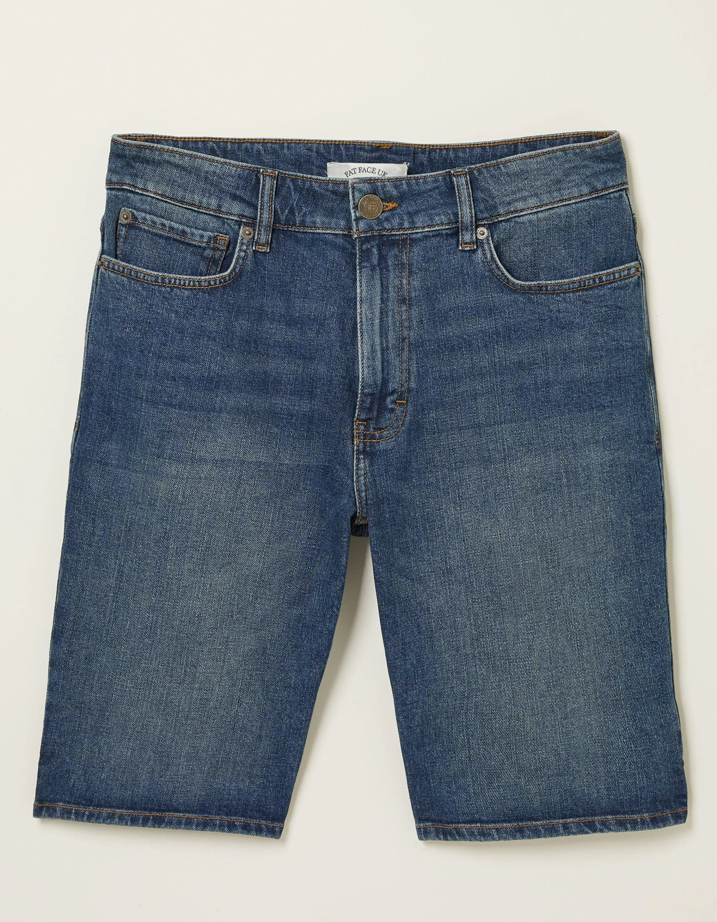Shop FatFace Denim Mid Vintage Wash Shorts Denim Blue