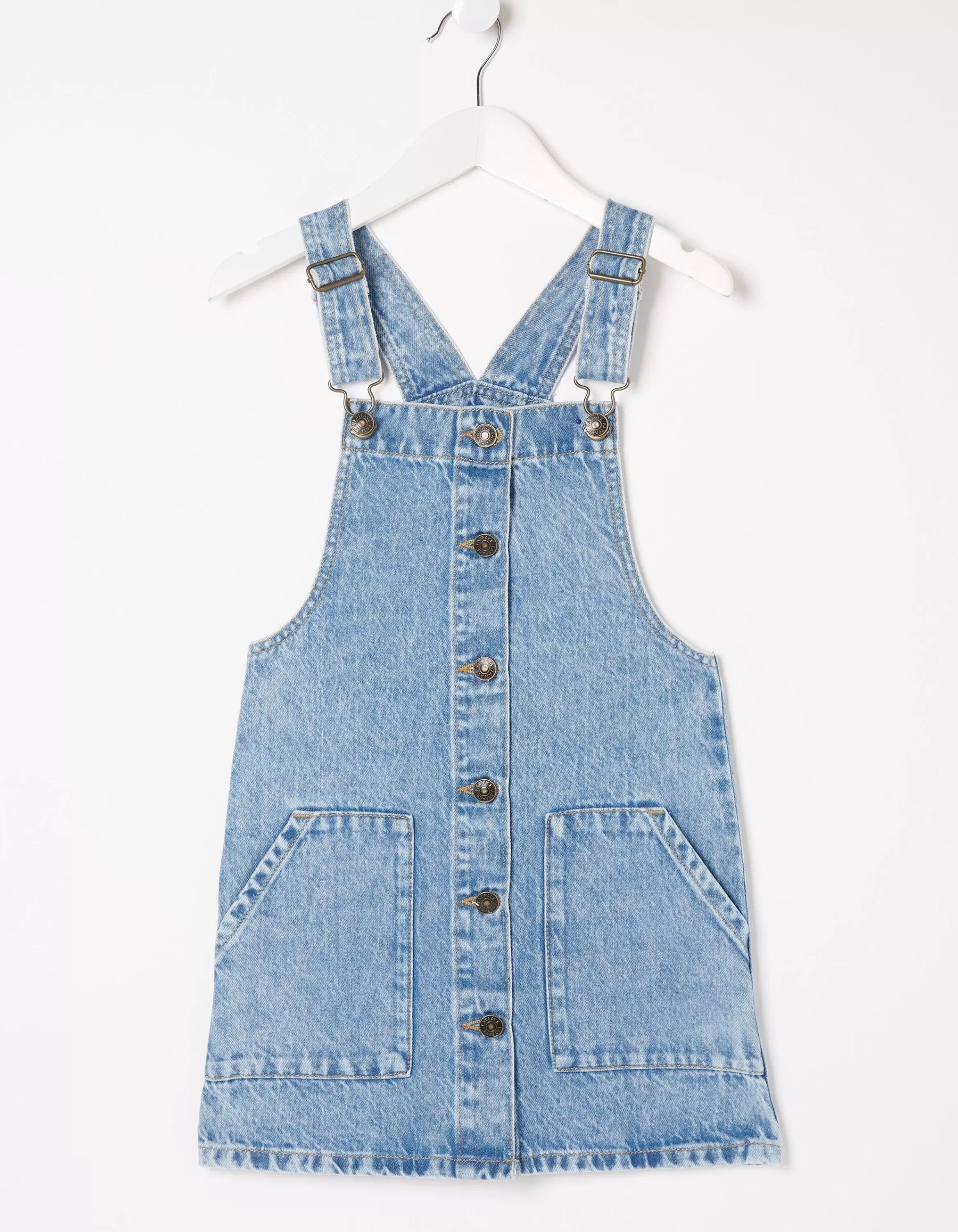 Outlet FatFace Denim Pinafore Dress Denim Blue