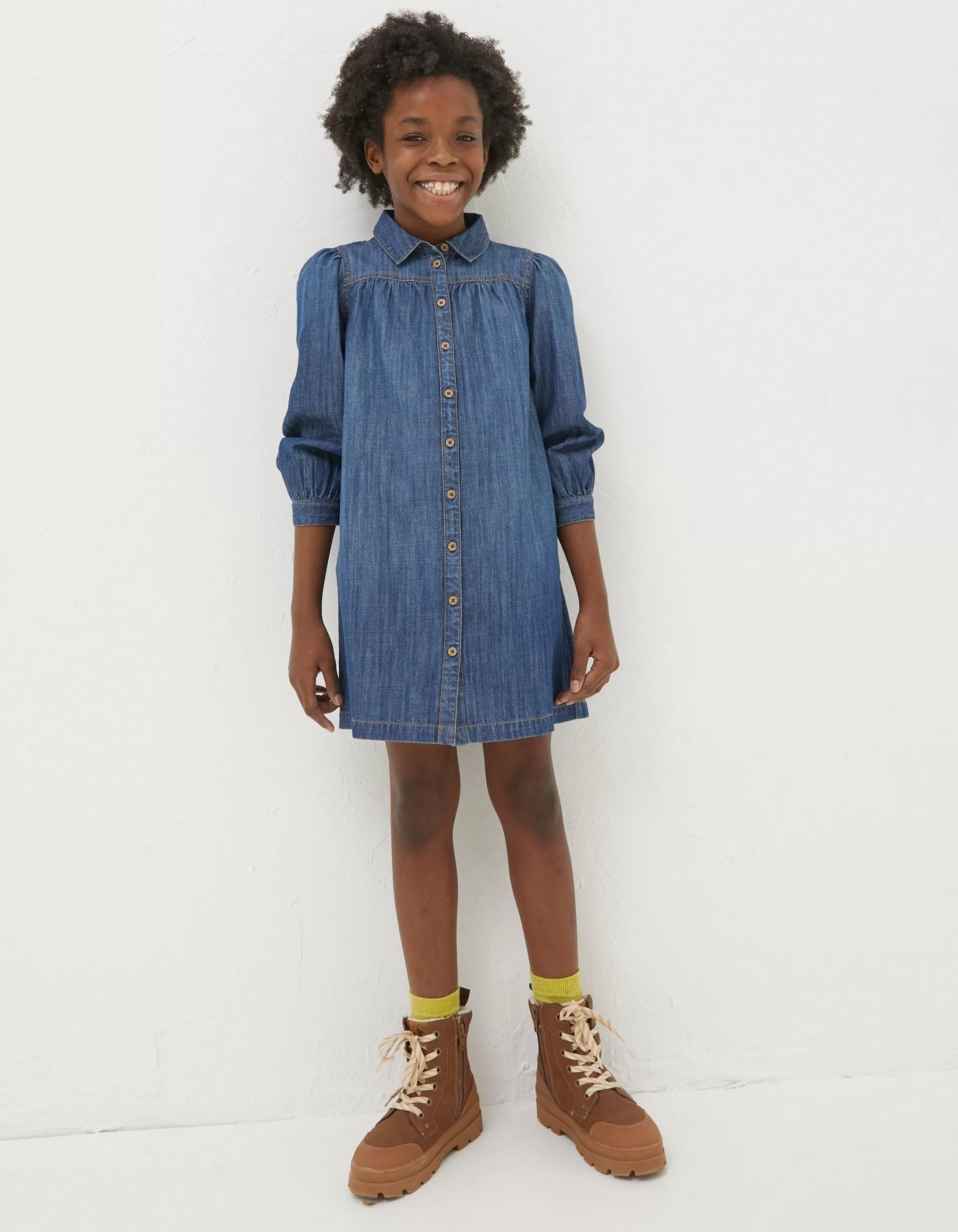 Best Sale FatFace Denim Shirt Dress Denim Blue