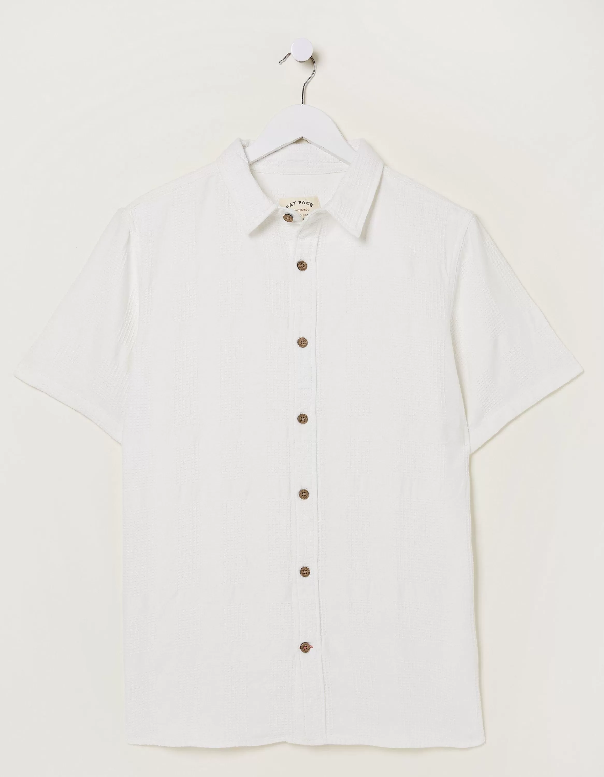 Online FatFace Dimson Textured Shirt Off White