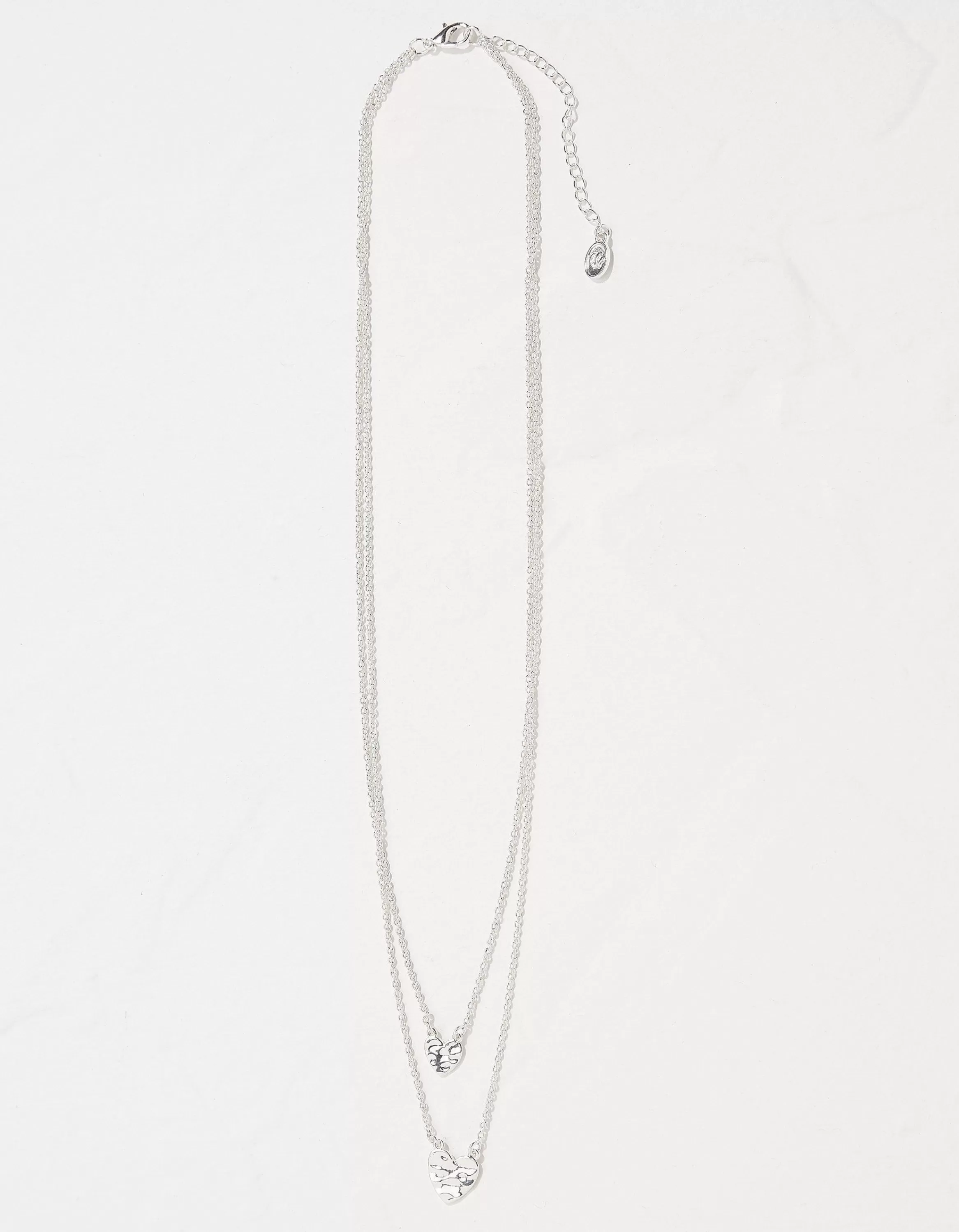 Outlet FatFace Double Heart Necklace Silver