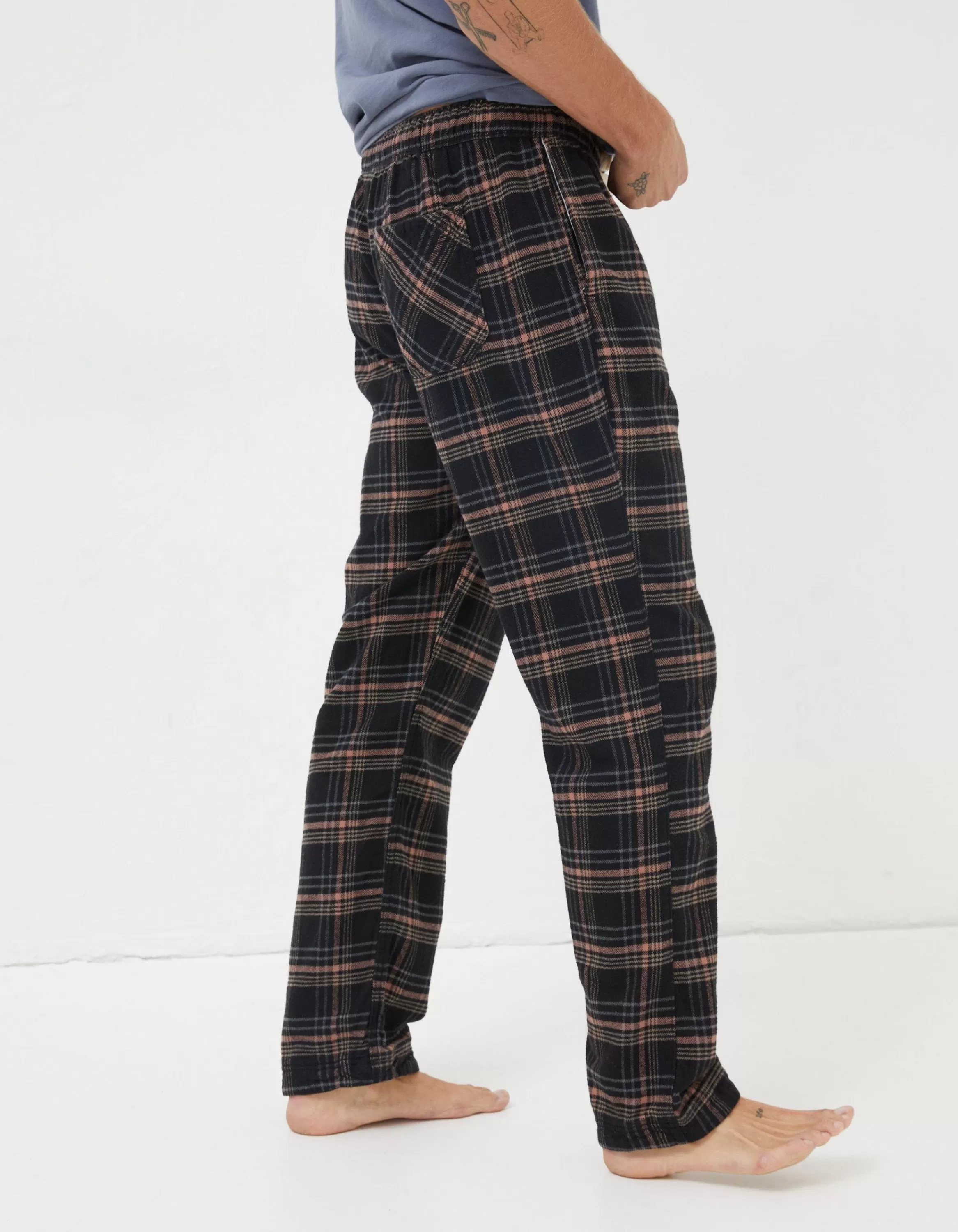 New FatFace Dundee Check Pyjama Bottoms Black