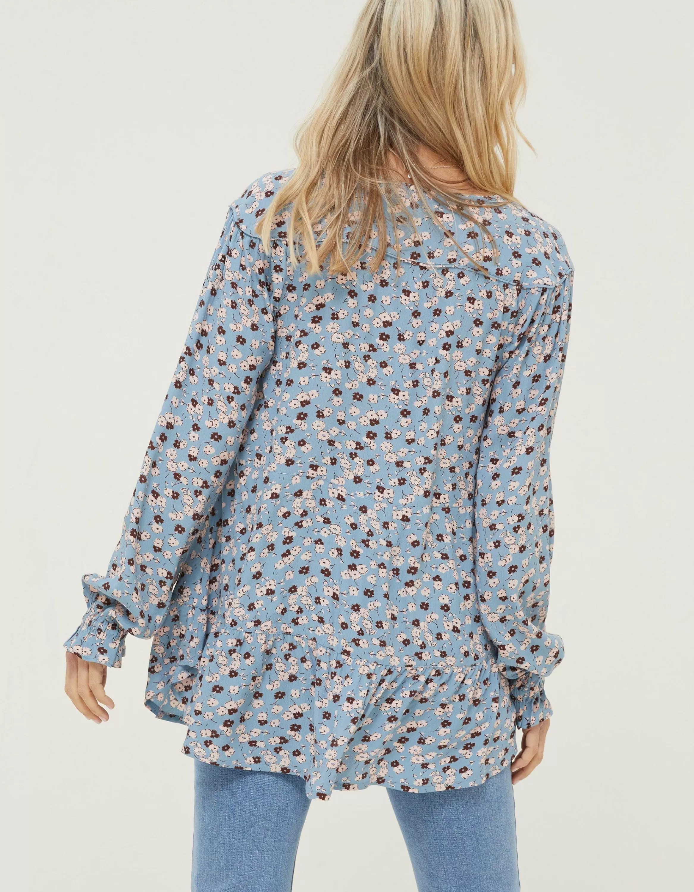 Store FatFace Dylan Tonal Longline Blouse Blue