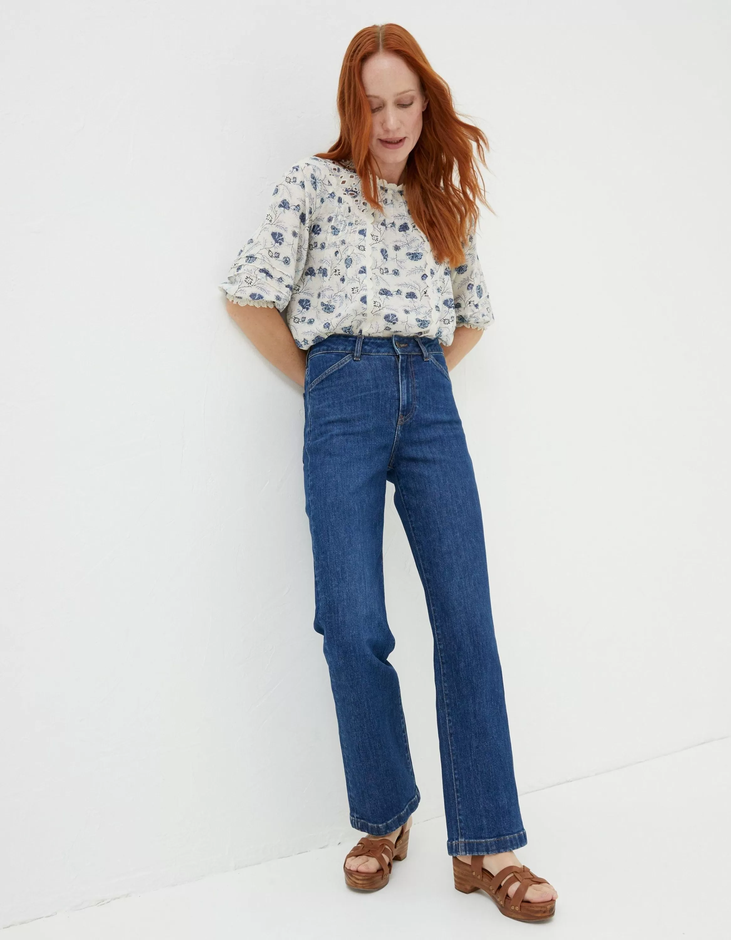 Best Sale FatFace Elise Wide Leg Jeans Indigo Blue