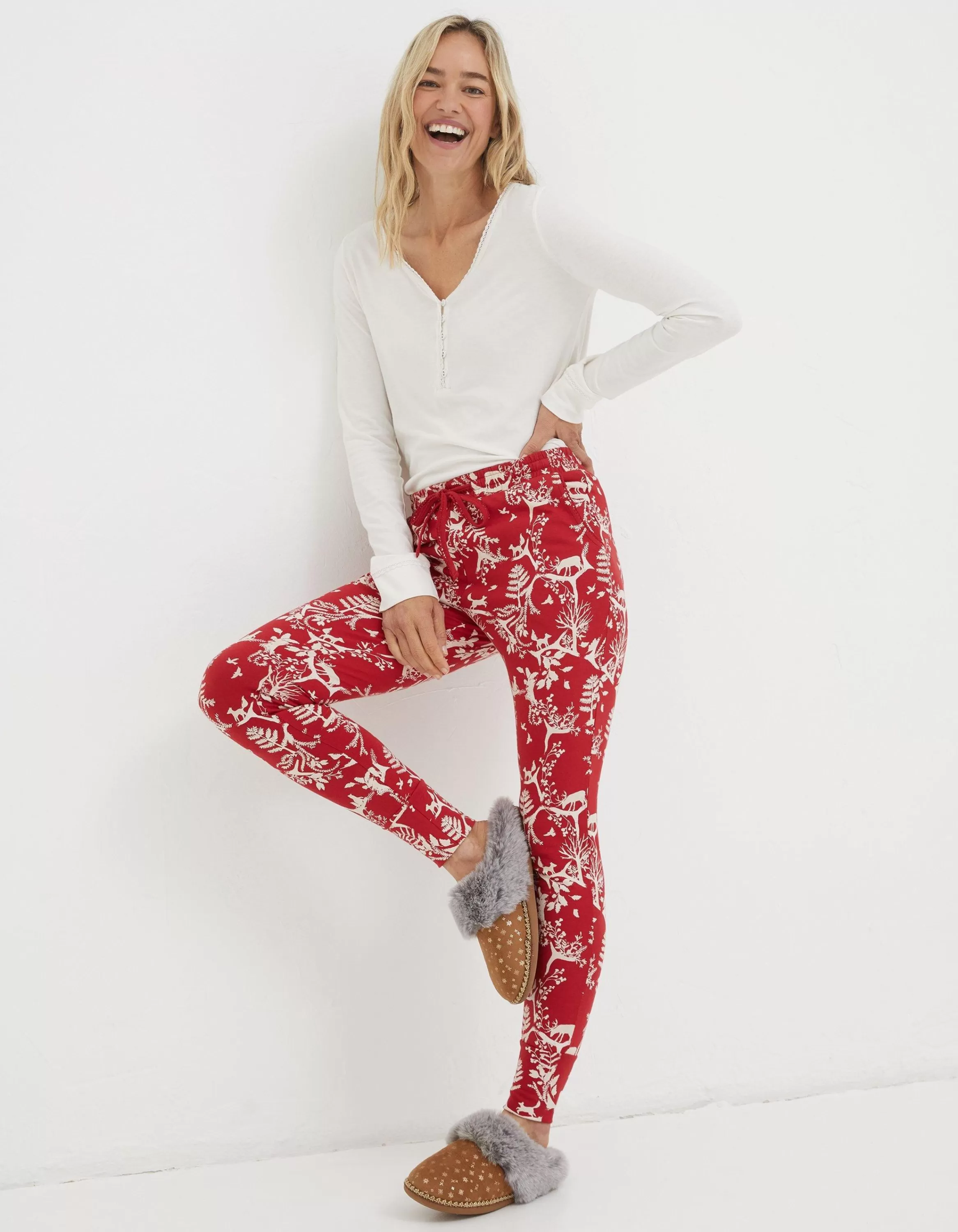 Cheap FatFace Ellie Forest Scapes Legging Cherry Red