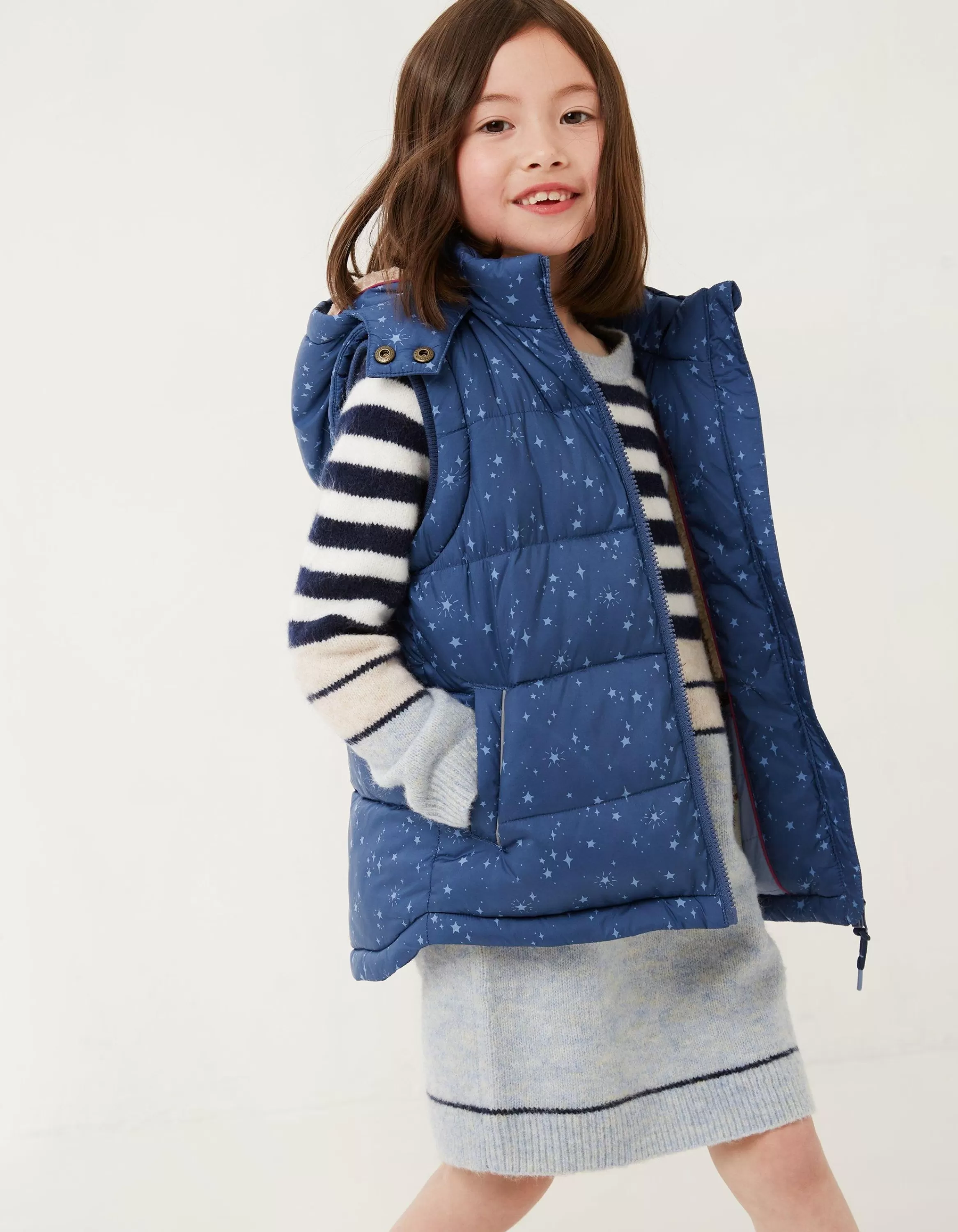 Sale FatFace Ellie Printed Gilet Navy