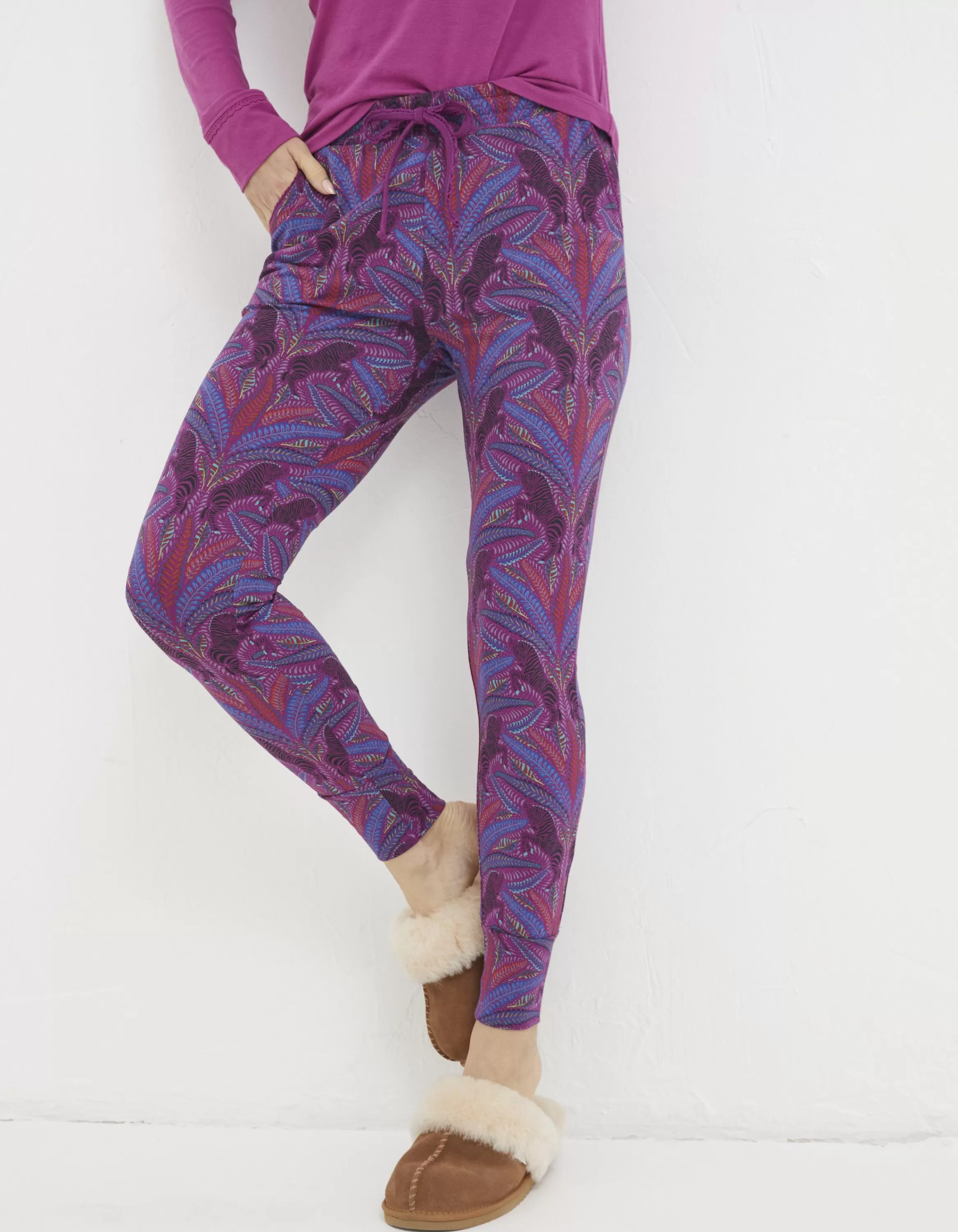 Discount FatFace Ellie Zebra Leggings Fuchsia Pink