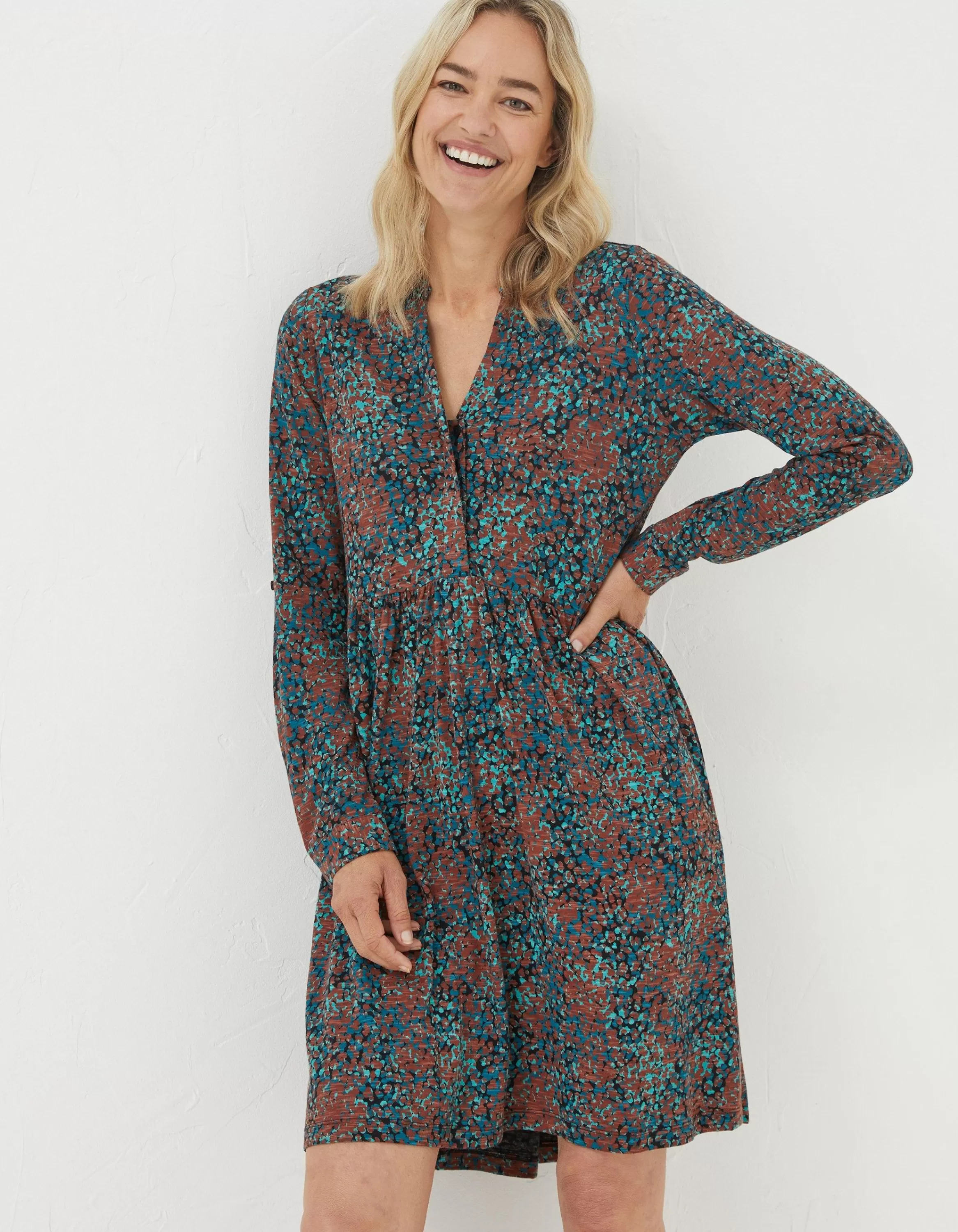 Cheap FatFace Elsie Textured Jersey Dress Multi