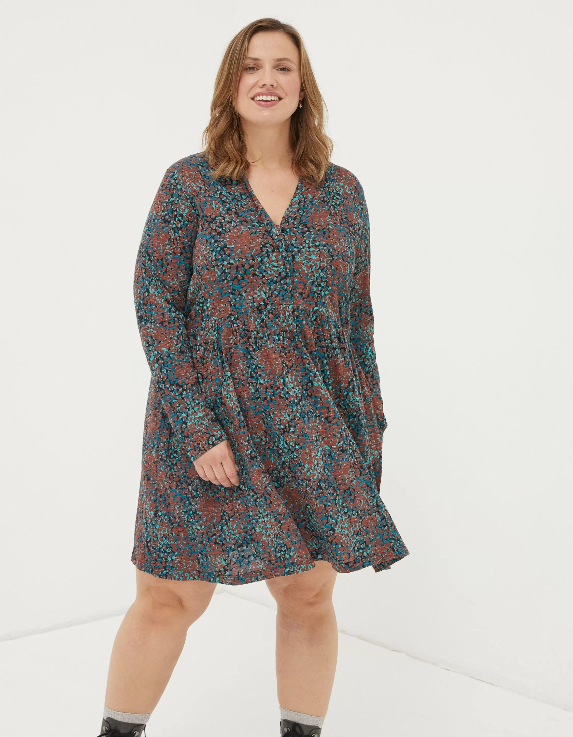 Cheap FatFace Elsie Textured Jersey Dress Multi