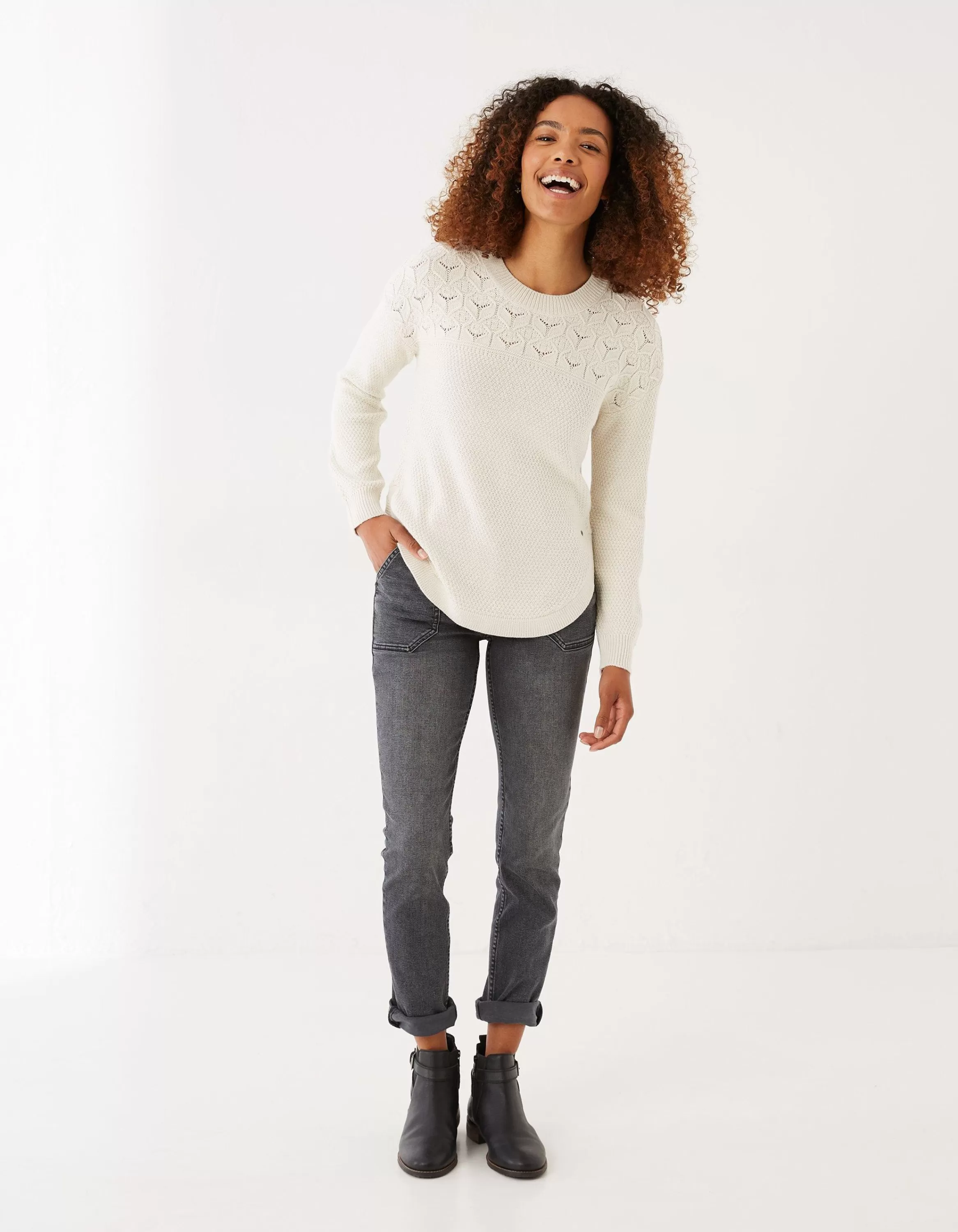 Cheap FatFace Emmy Jumper Ivory