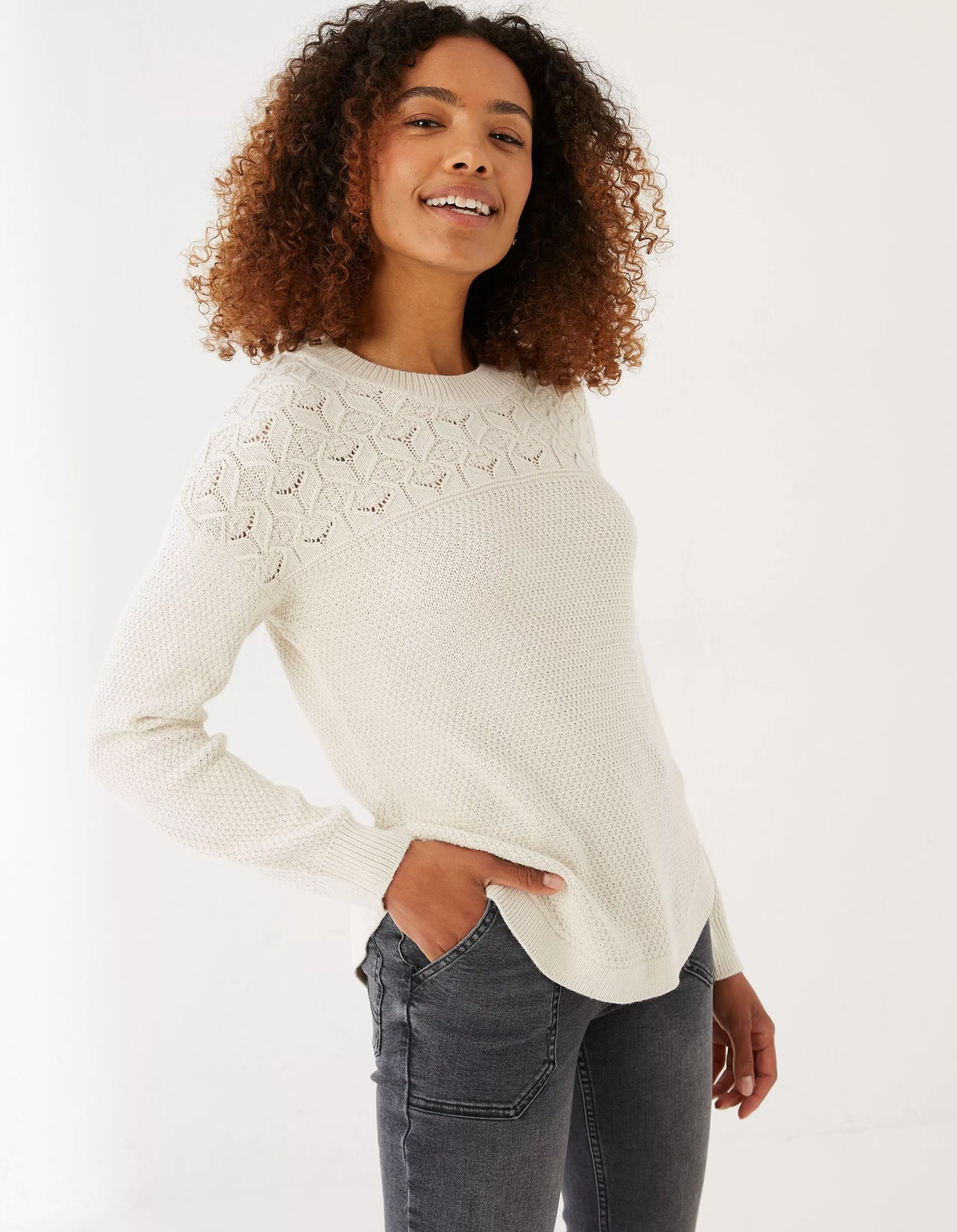 Cheap FatFace Emmy Jumper Ivory