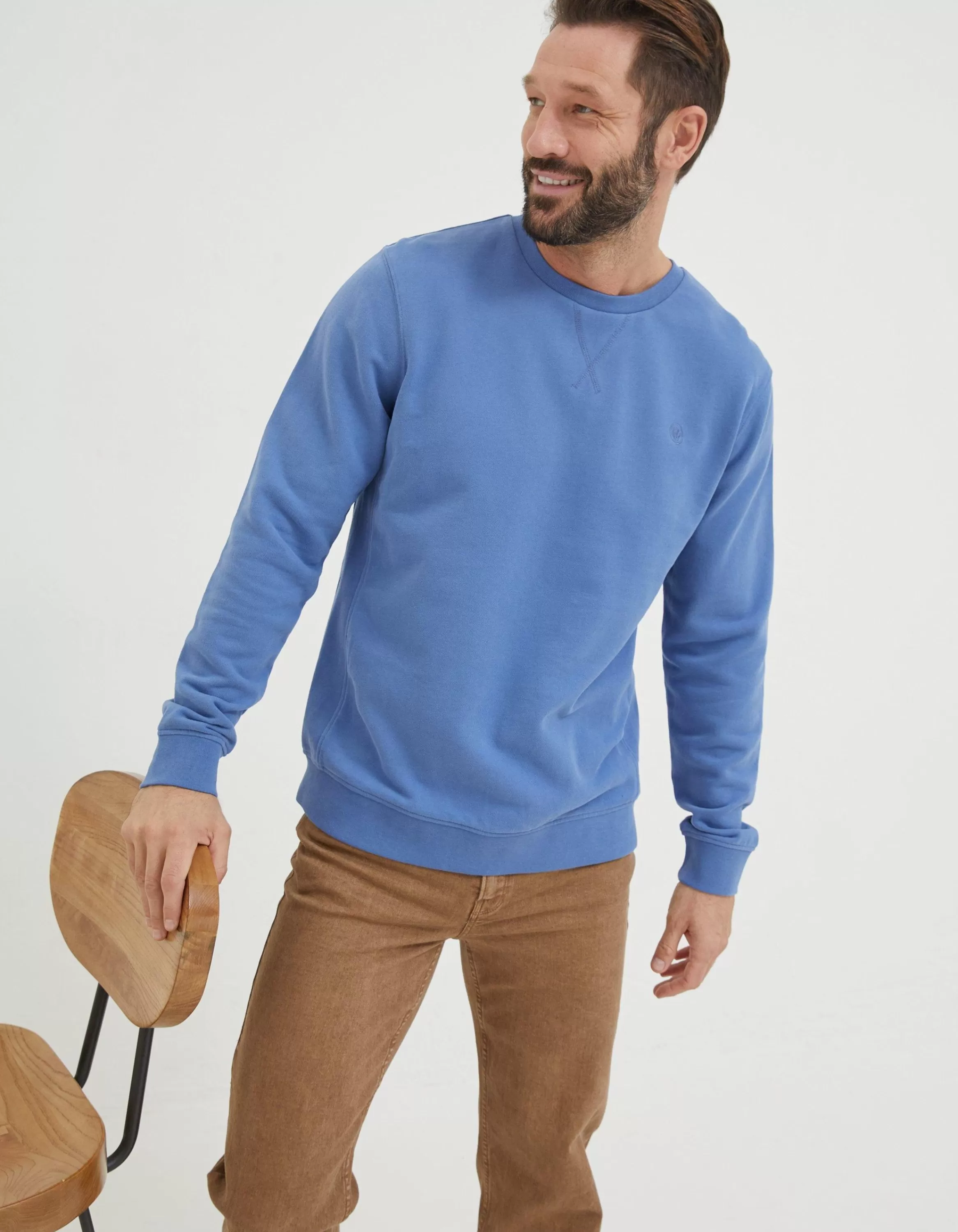 Outlet FatFace Emsworth Crew Neck Sweatshirt Cobalt Blue