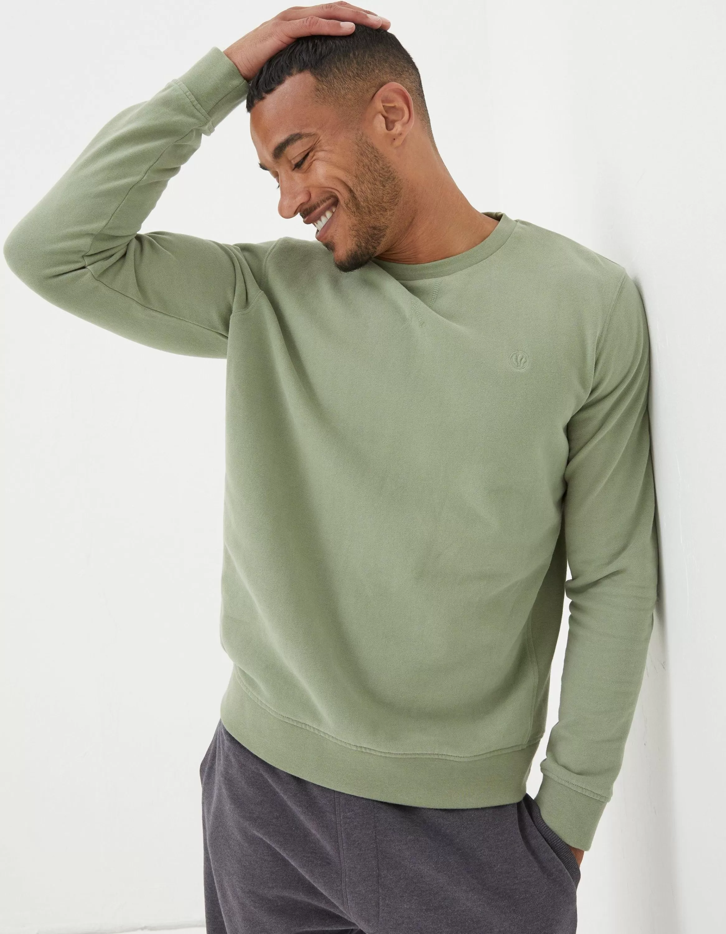 Online FatFace Emsworth Crew Neck Sweatshirt Light Green