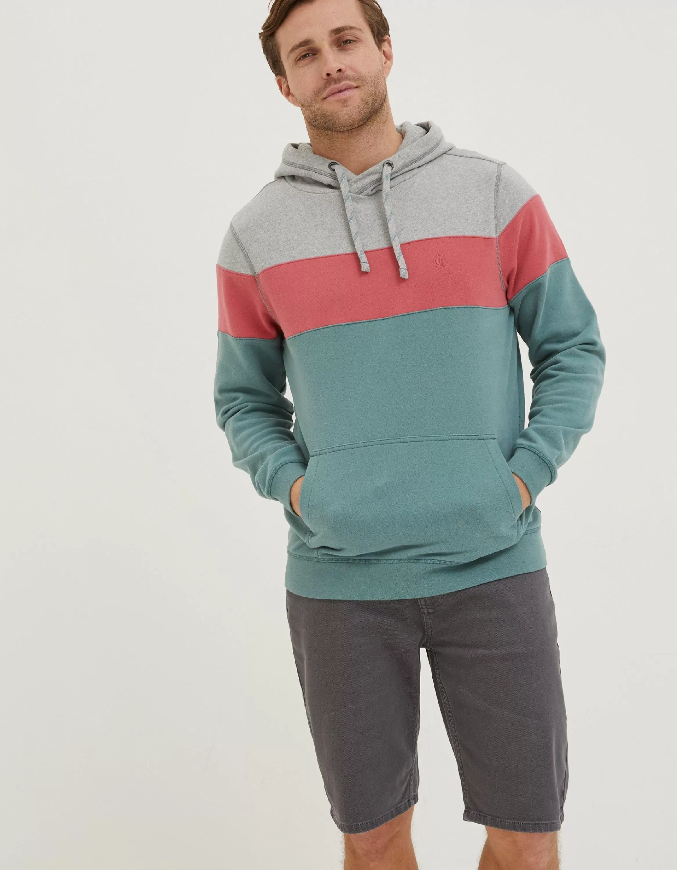 Discount FatFace Emsworth Stripe Hoodie Teal Green