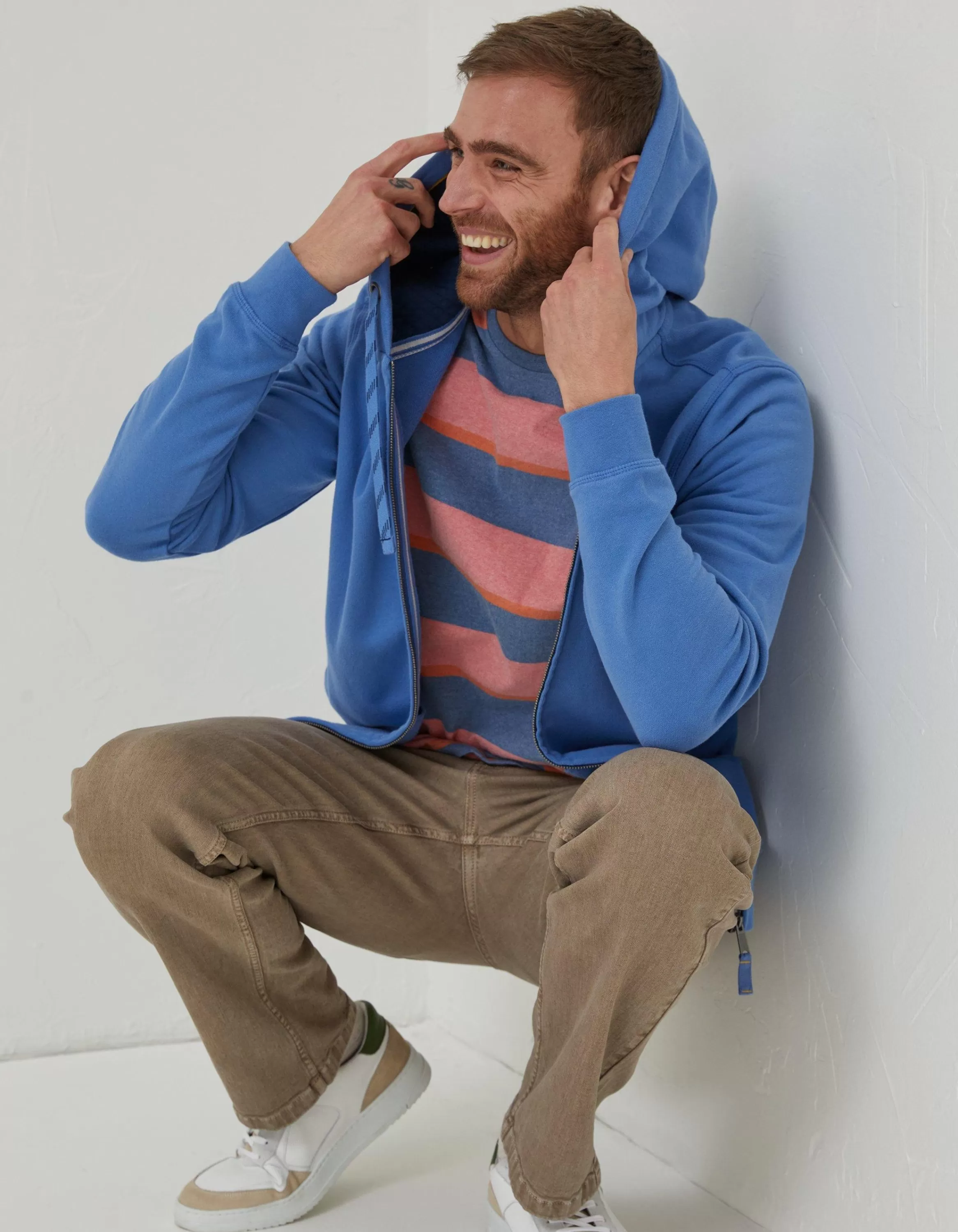 Best Sale FatFace Emsworth Zip Through Hoodie Light Blue