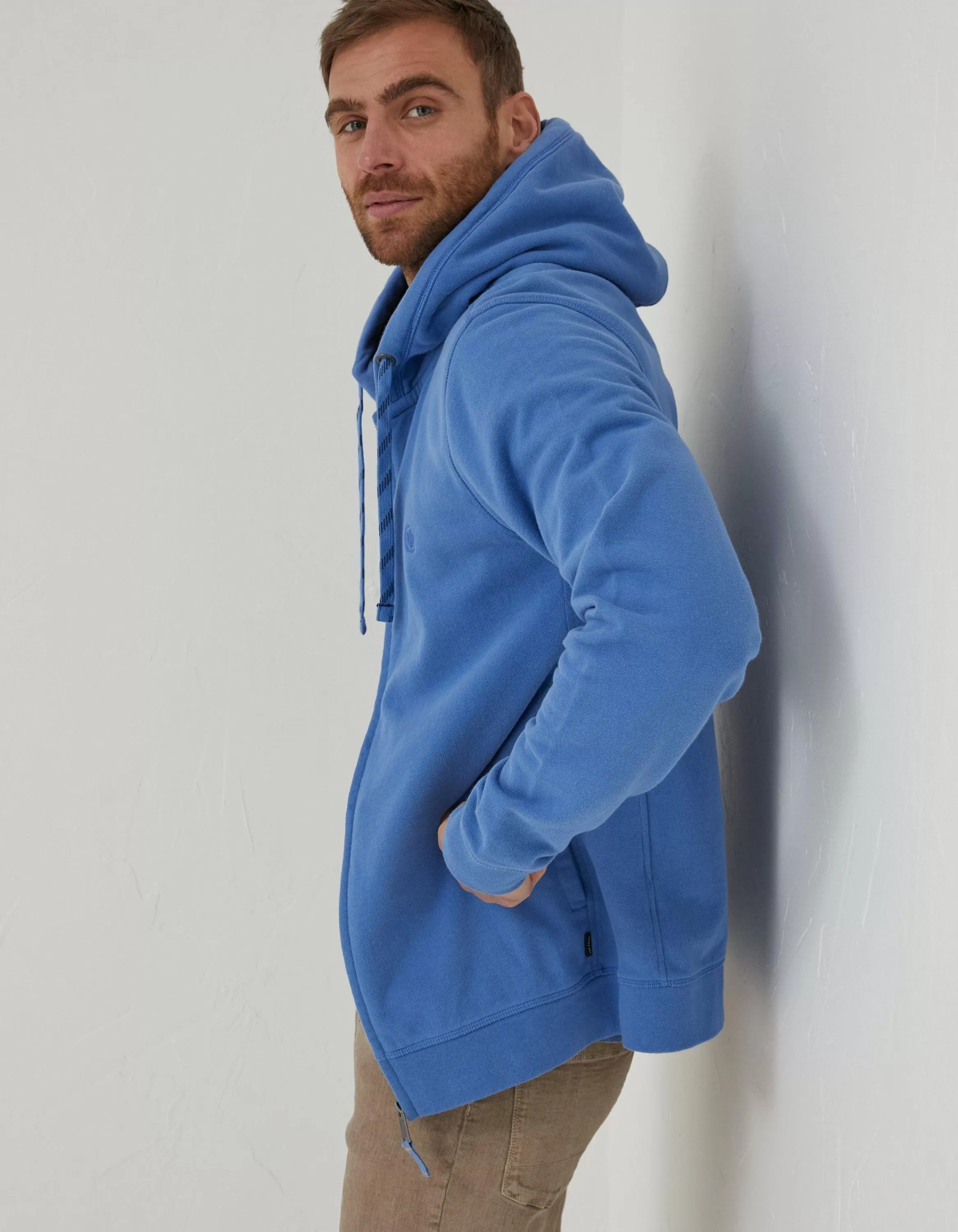 Best Sale FatFace Emsworth Zip Through Hoodie Light Blue