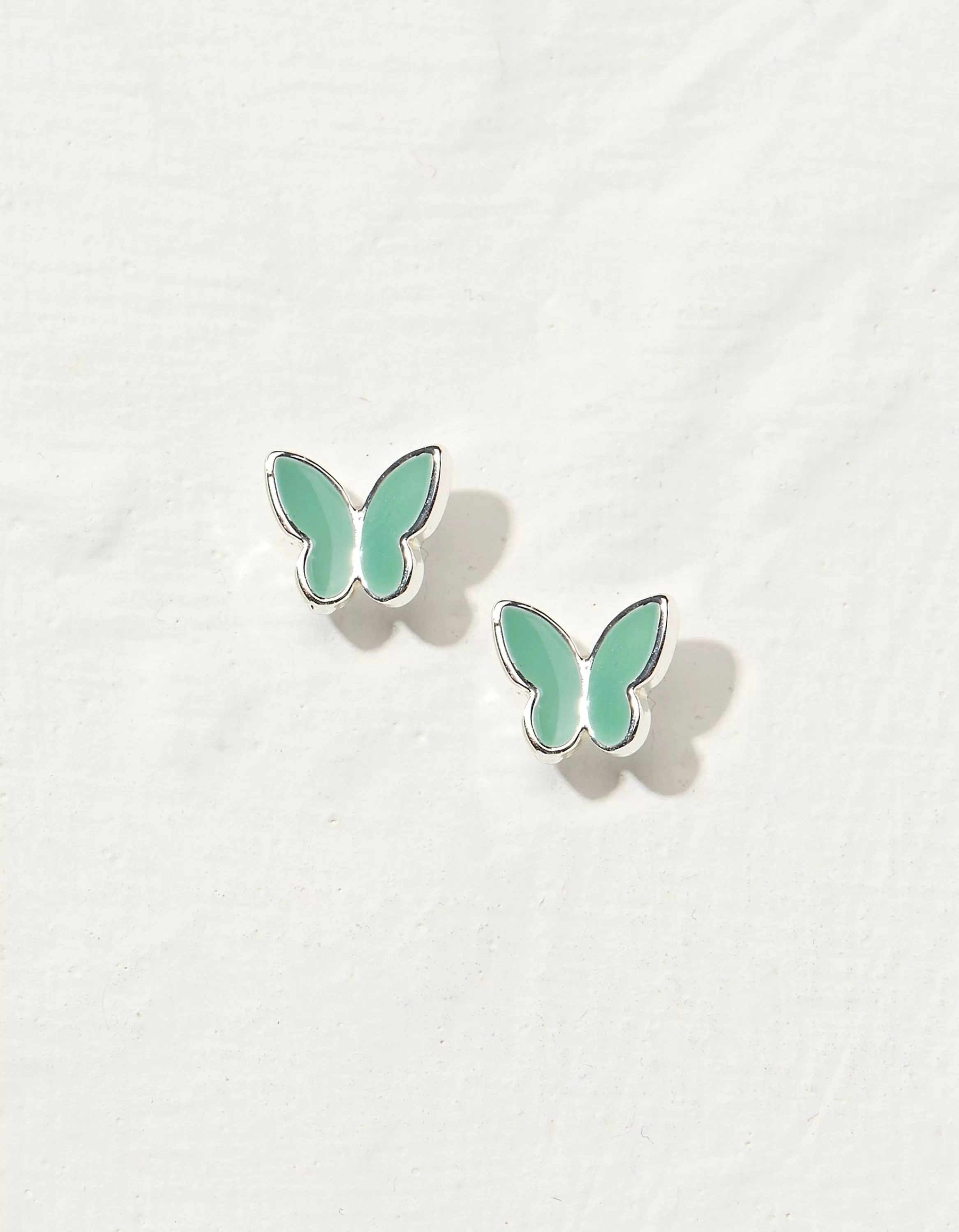 Store FatFace Enamel Butterfly Studs Green