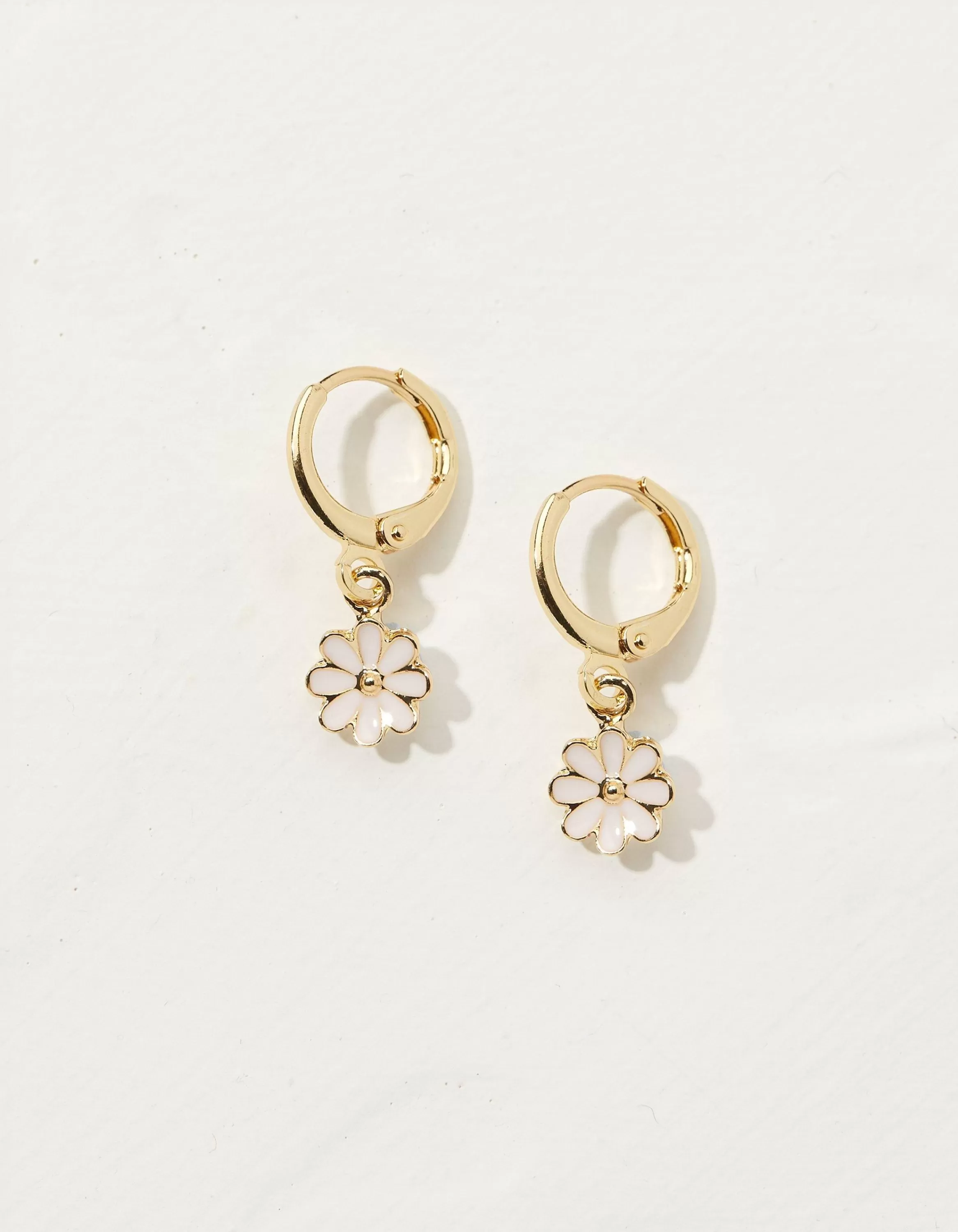 Clearance FatFace Enamel Flower Drop Earrings Gold