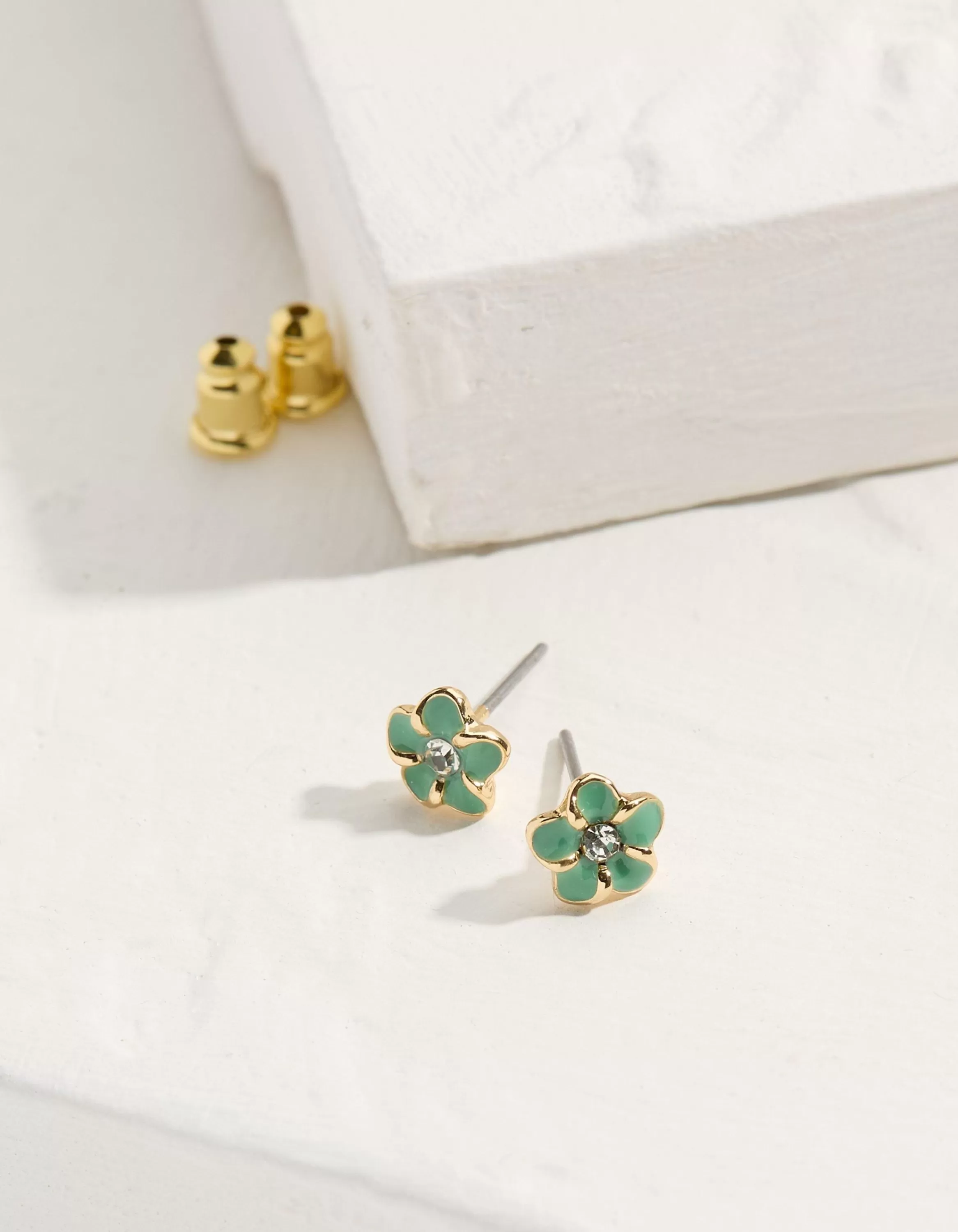 Discount FatFace Enamel Flower Studs Green