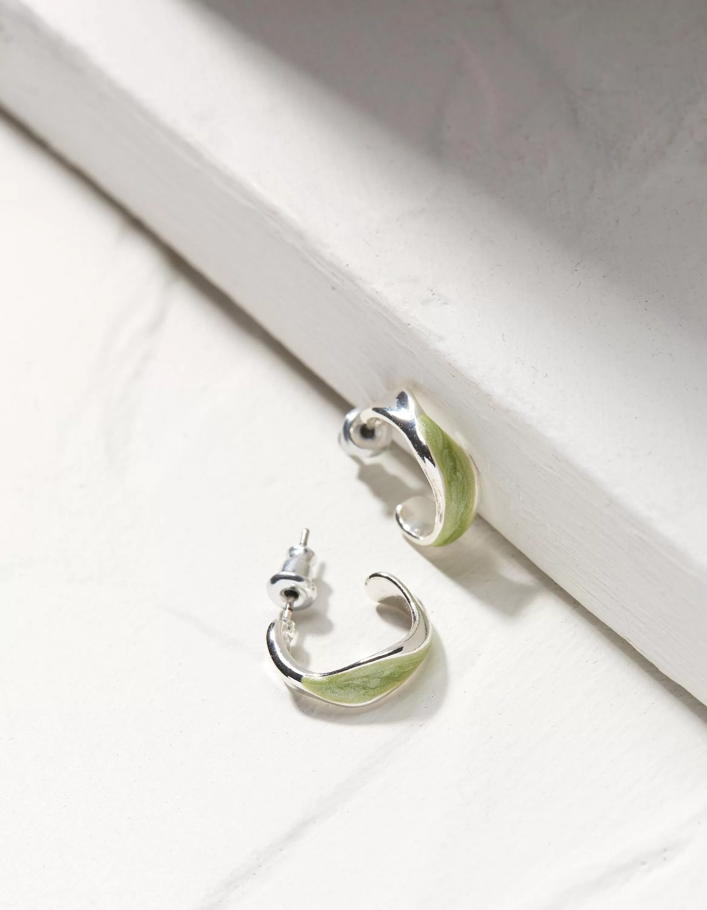 Flash Sale FatFace Enamel Twist Hoops Green