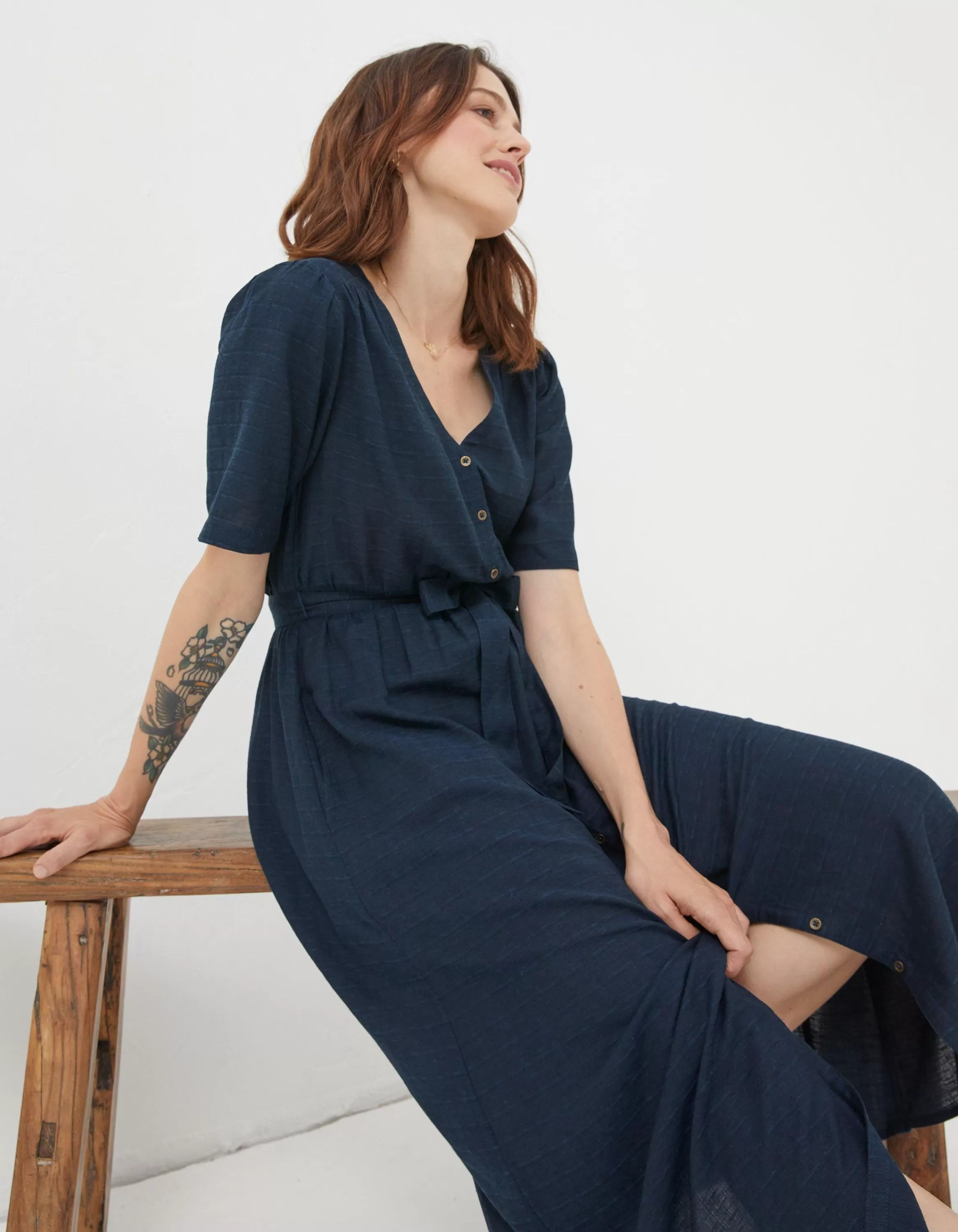 Discount FatFace Estelle Midi Dress Navy