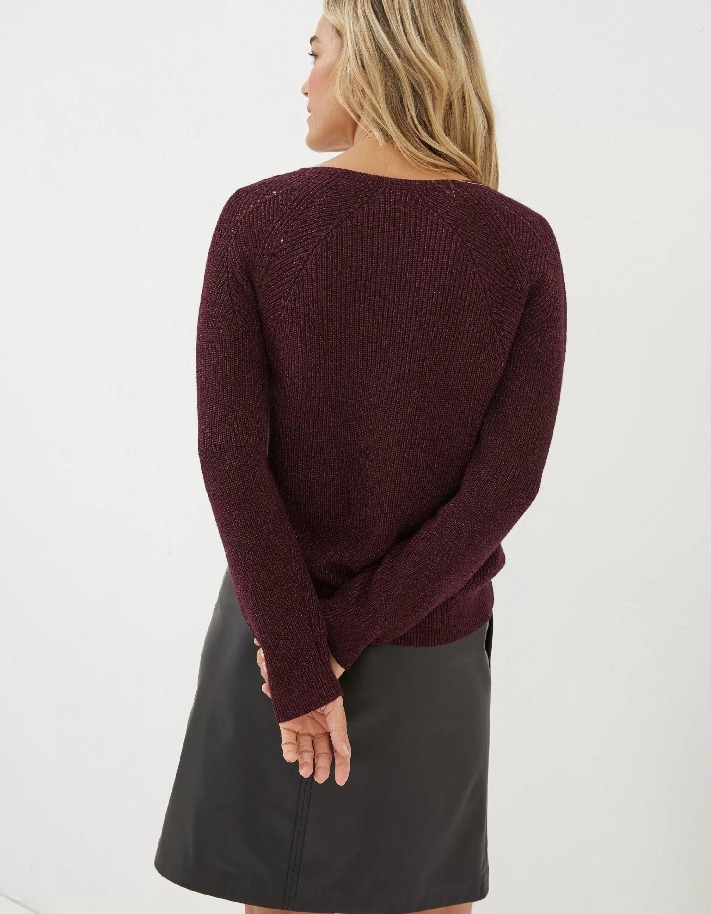 Best Sale FatFace Estelle V Neck Sparkle Jumper Plum