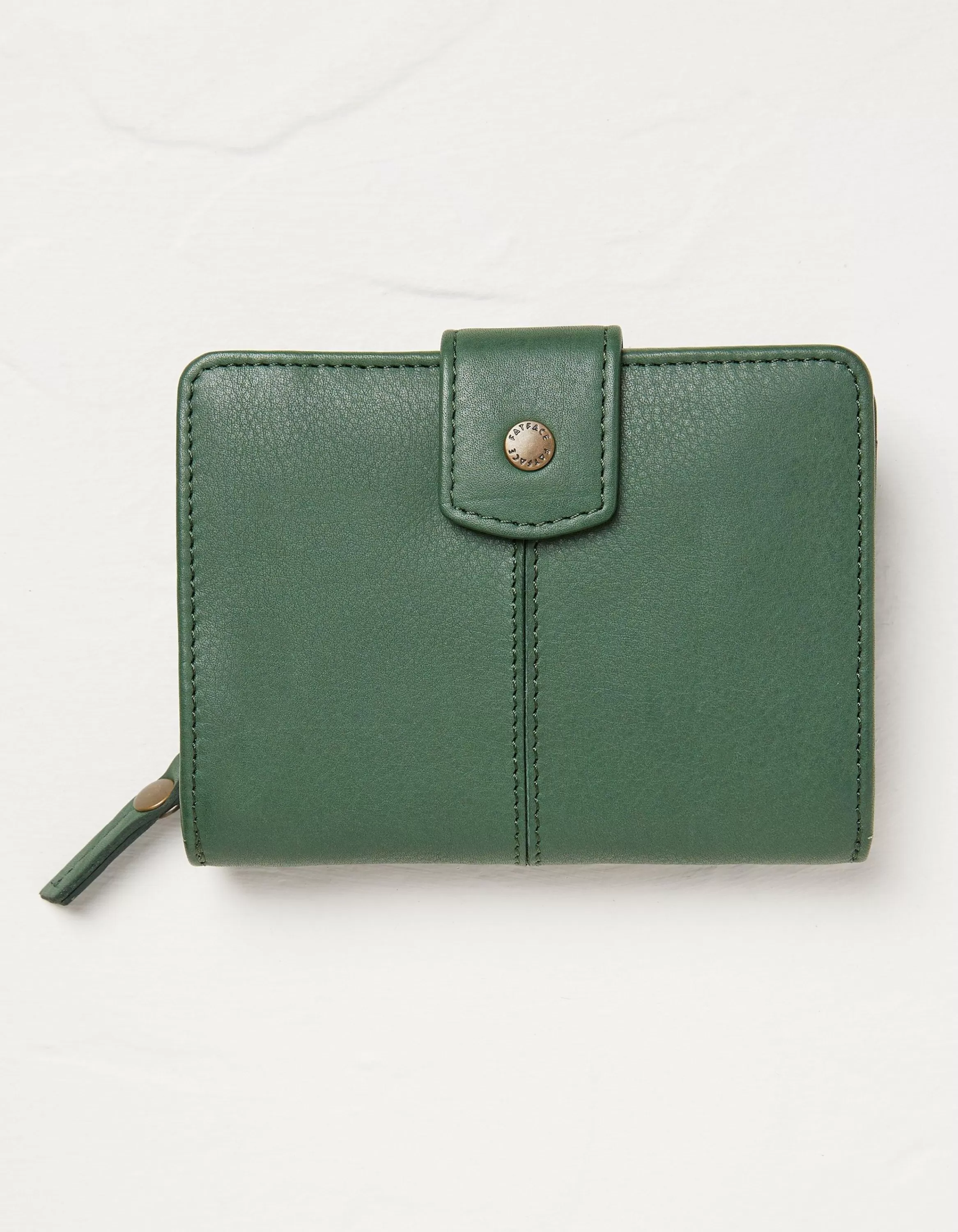 Cheap FatFace Etta Leather Zip Purse Green