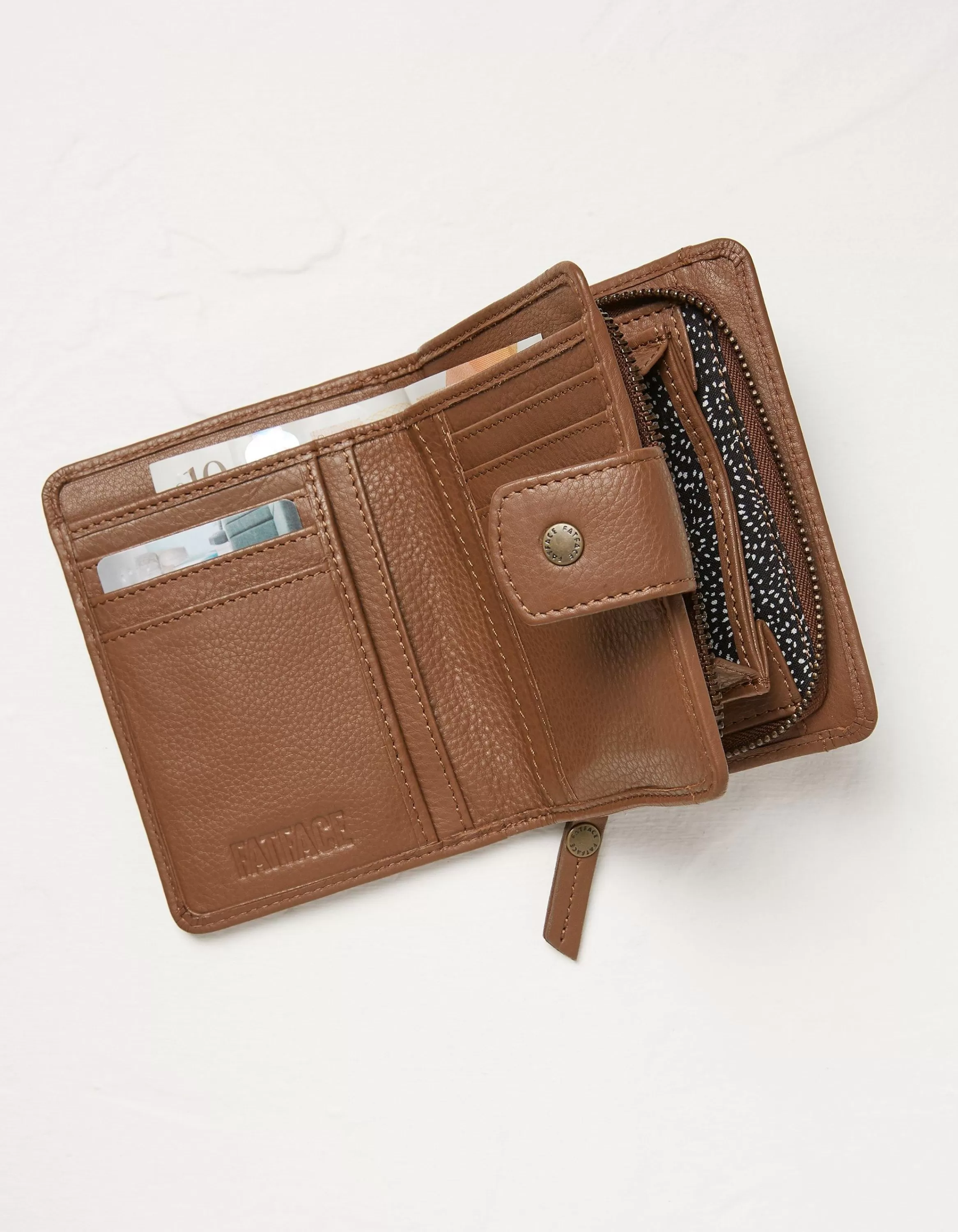 Flash Sale FatFace Etta Leather Zip Purse Tan