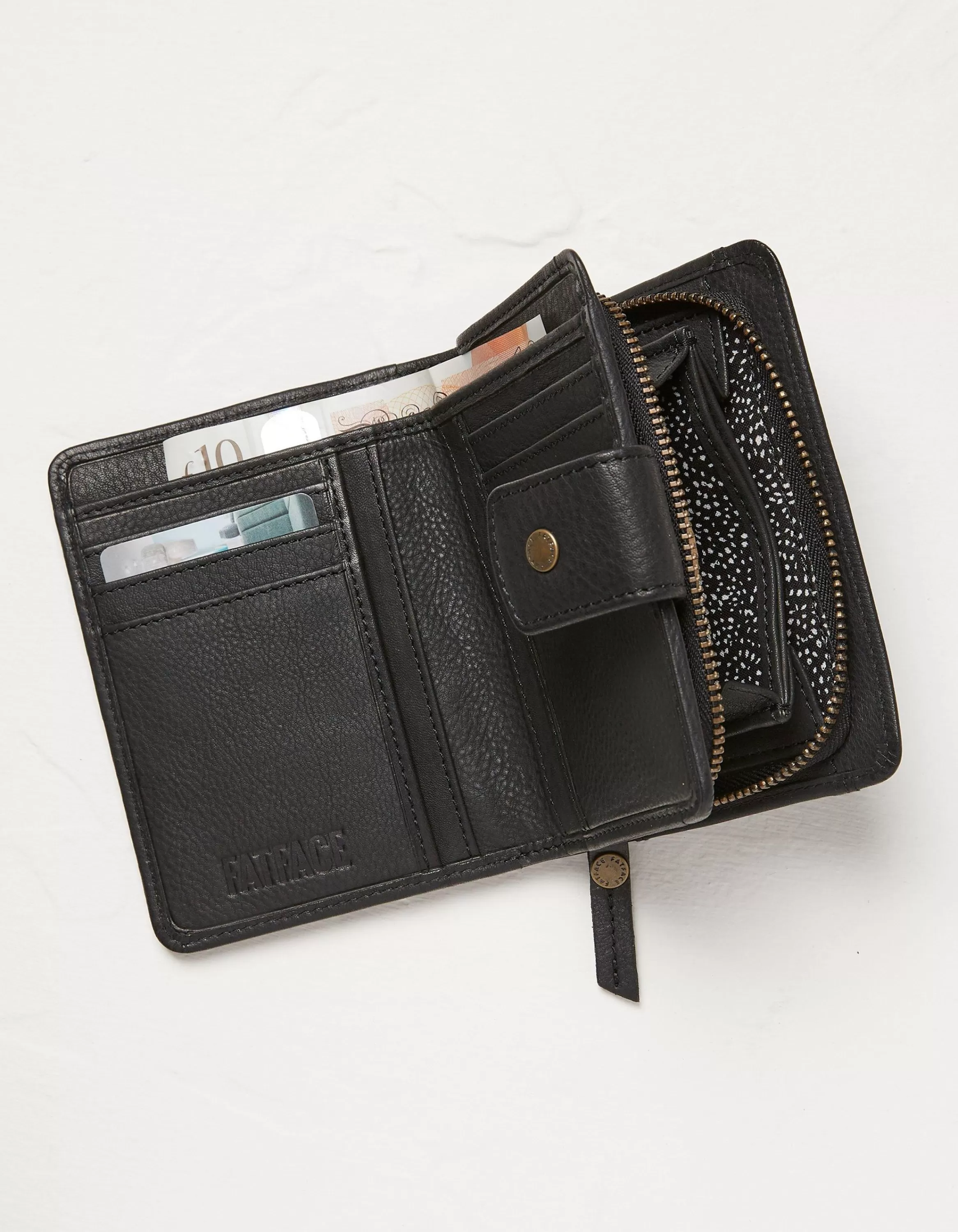 Hot FatFace Etta Leather Zip Purse Black