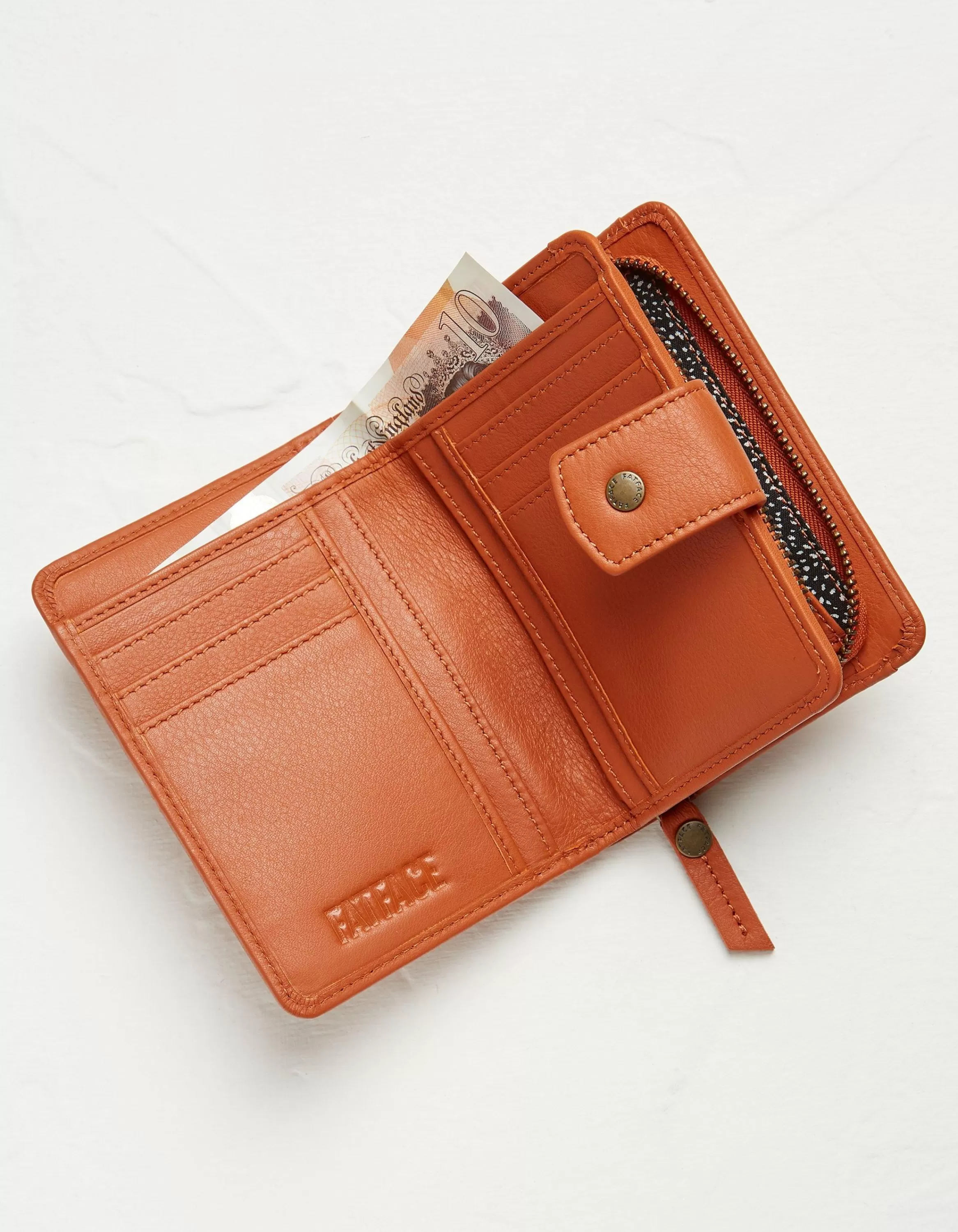 Cheap FatFace Etta Leather Zip Purse Orange