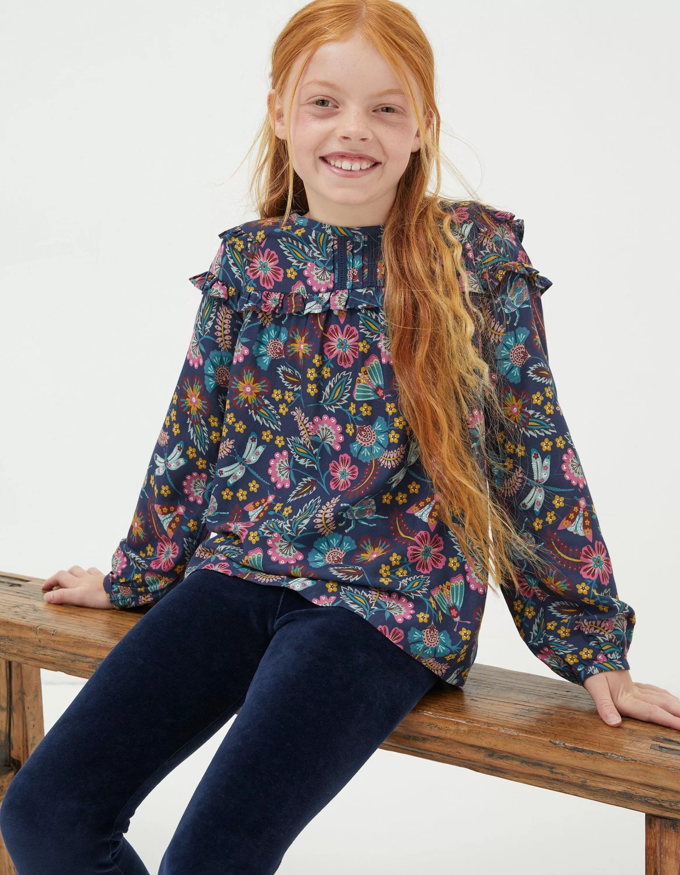 Cheap FatFace Eva Garden Floral Blouse Navy