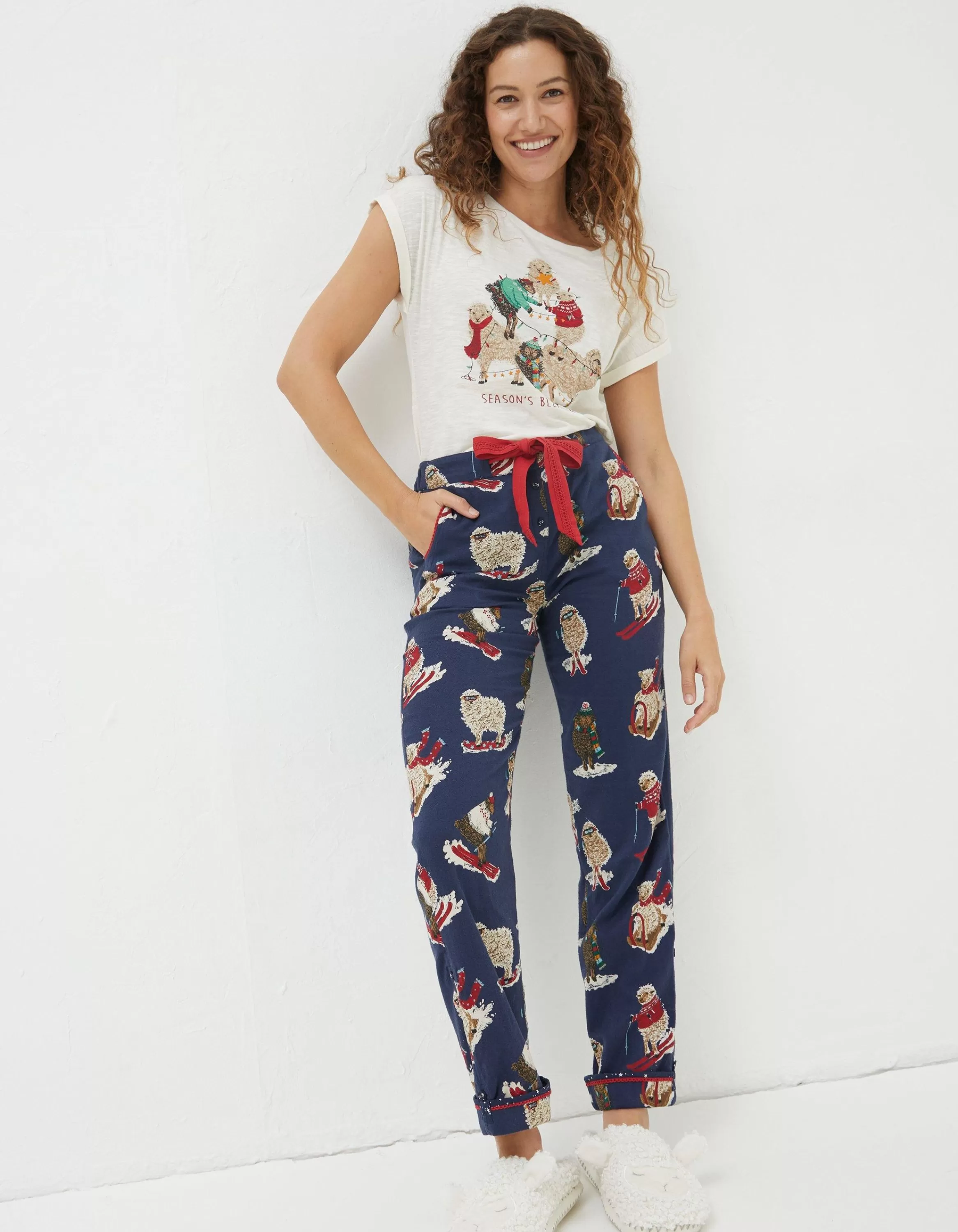 Best FatFace Eva Stevie Sheep Pyjama Bottoms Navy