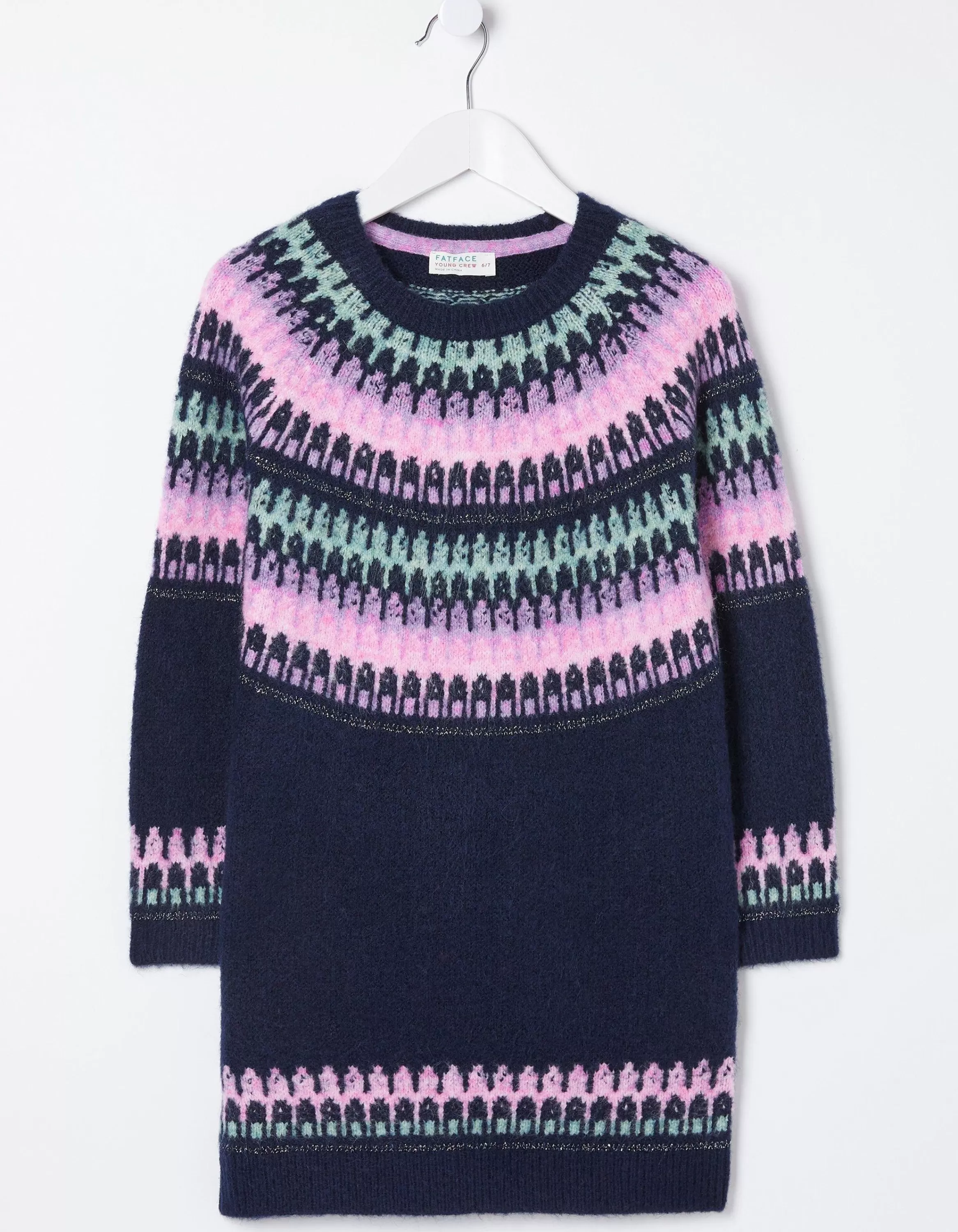 Outlet FatFace Fairisle Jumper Dress Navy