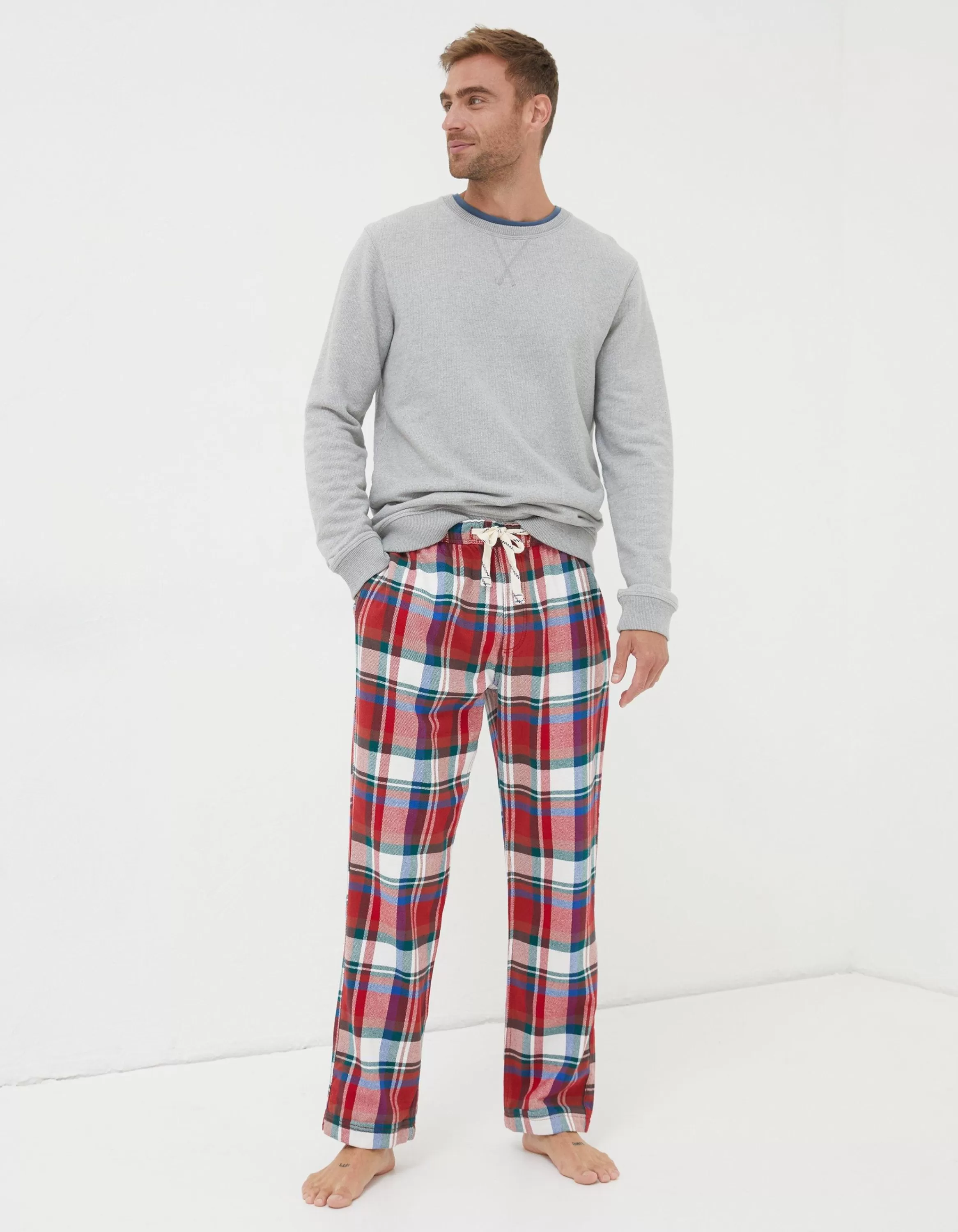 Store FatFace Family Check Pyjama Bottoms Red