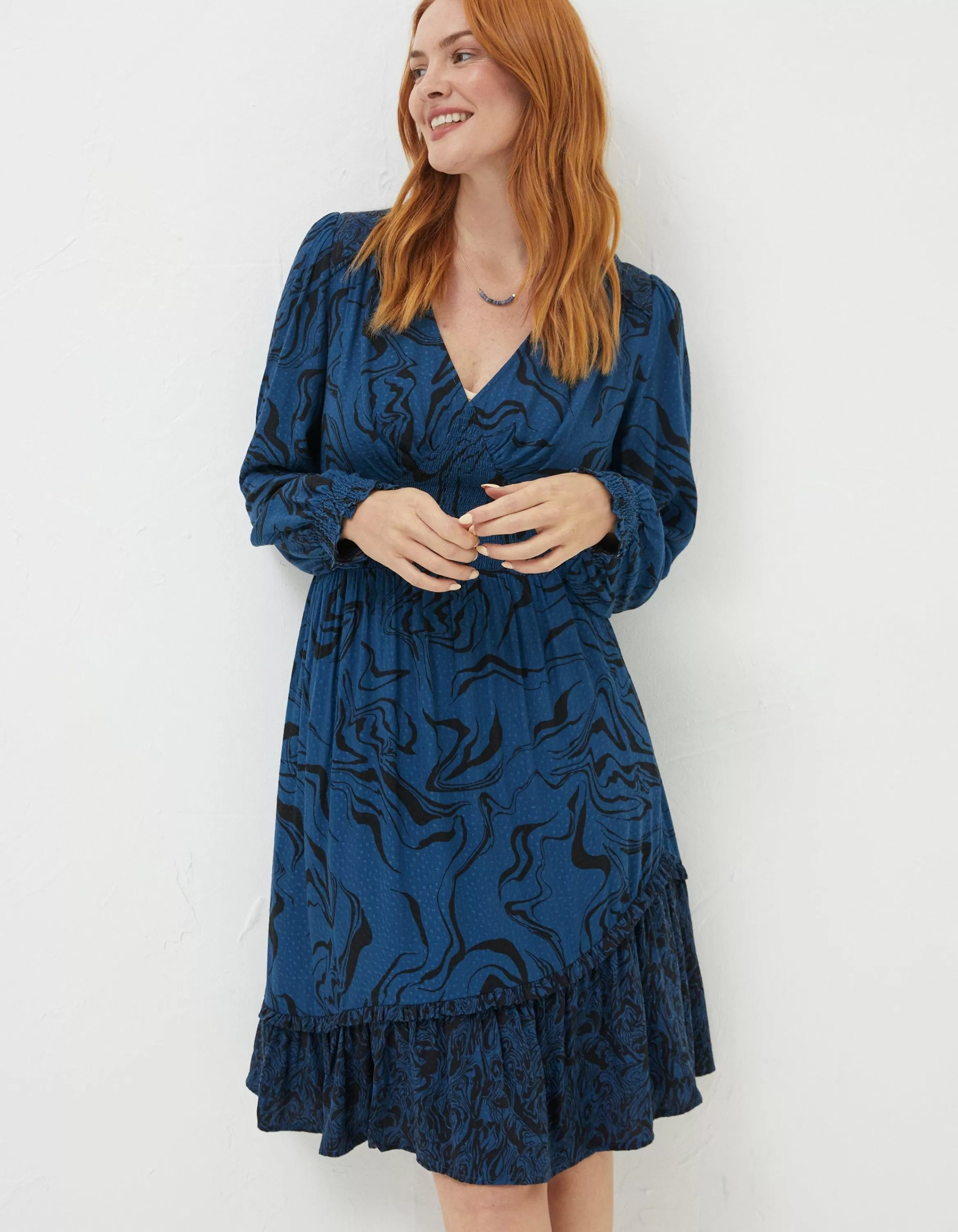 Best FatFace Farah Marble Dress Teal Blue