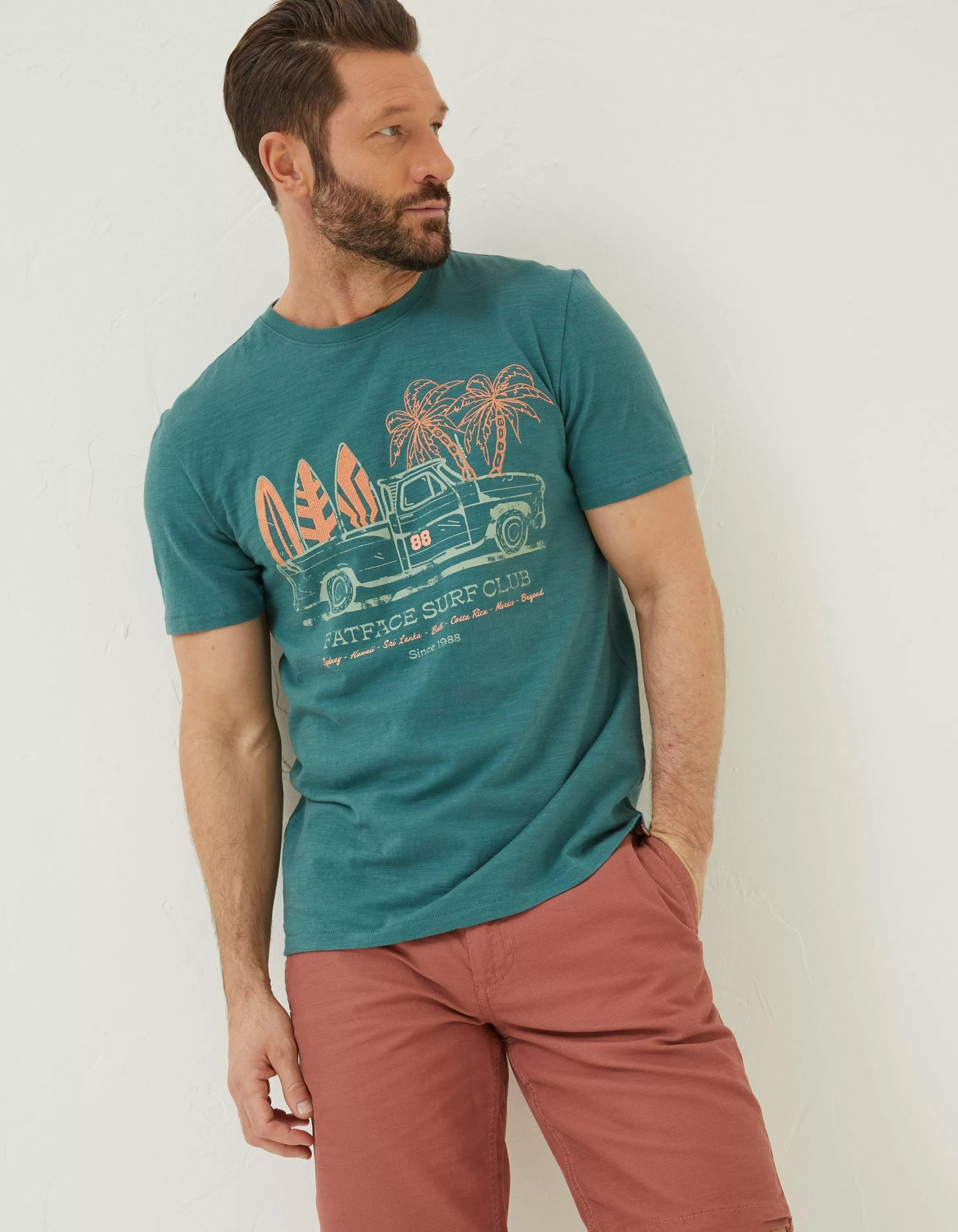 Clearance FatFace Surf Club T-Shirt Teal Green