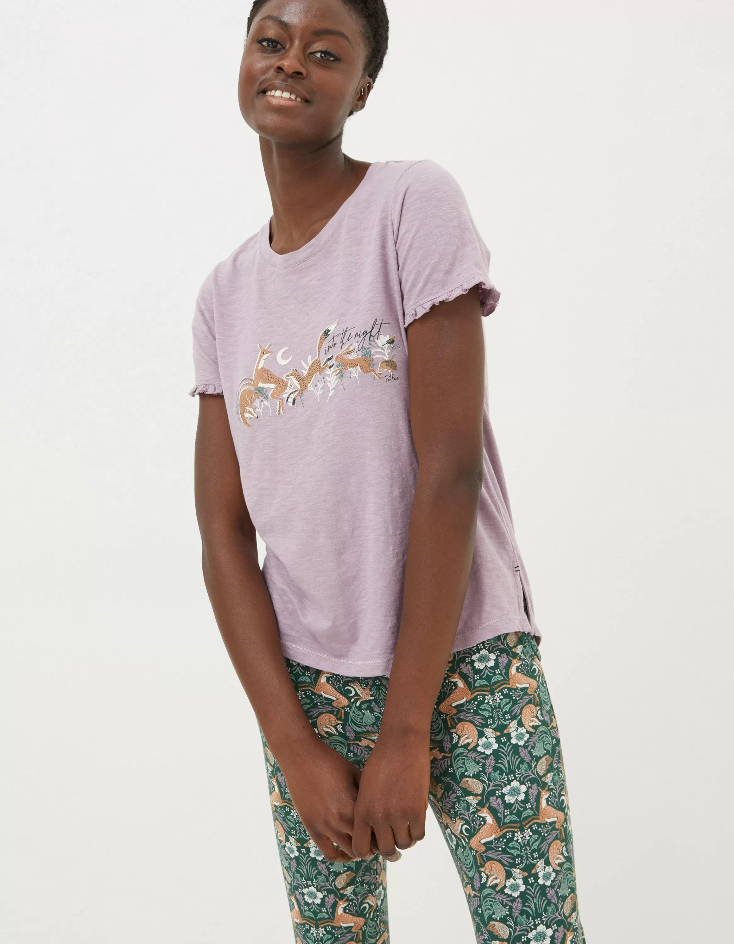 Sale FatFace Felicity Fox Tee Lilac