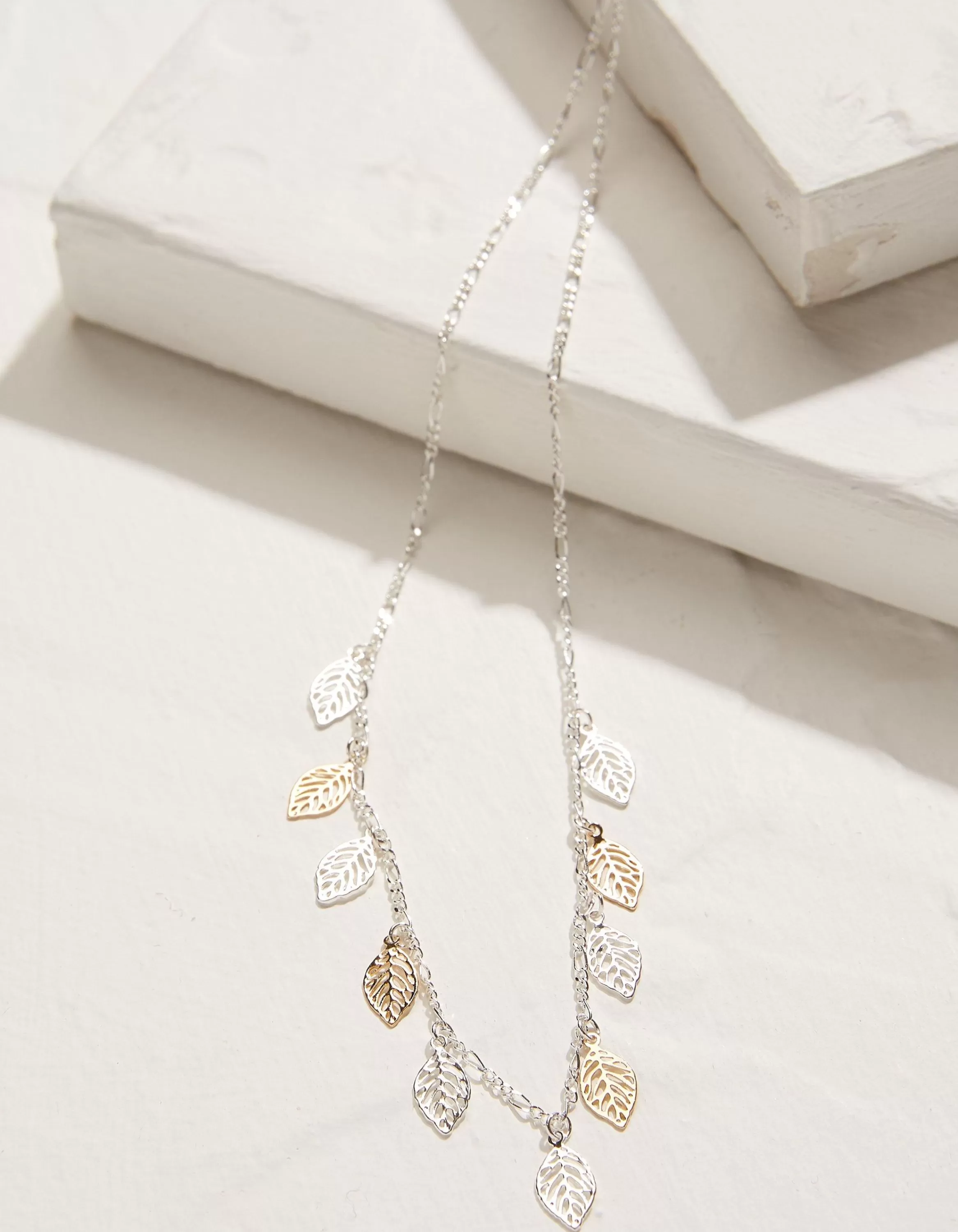 Online FatFace Filagree Leaf Necklace Silver