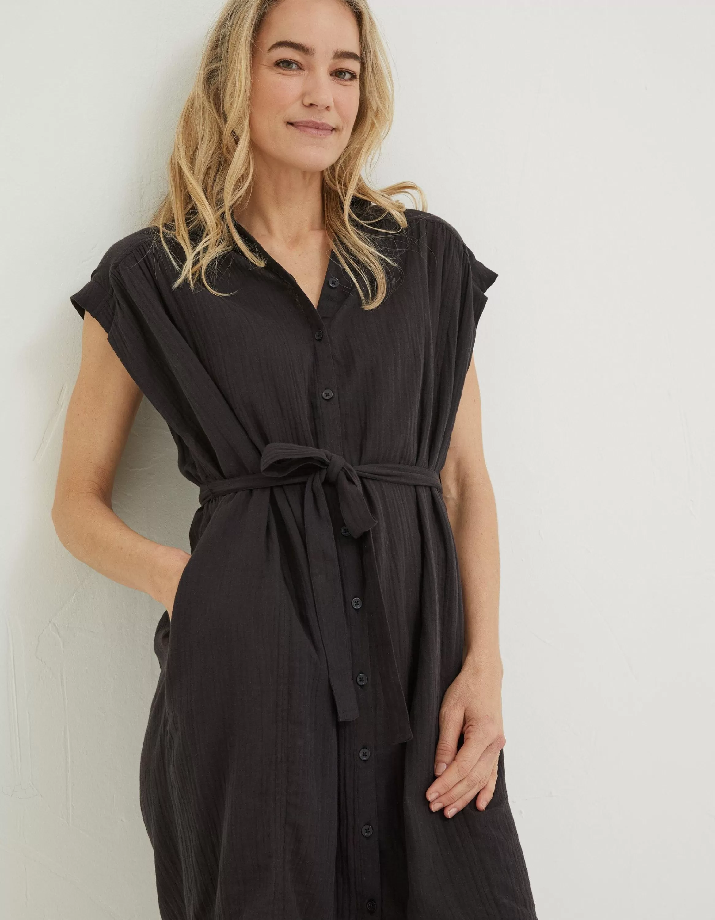 New FatFace Finley Shirt Dress Black