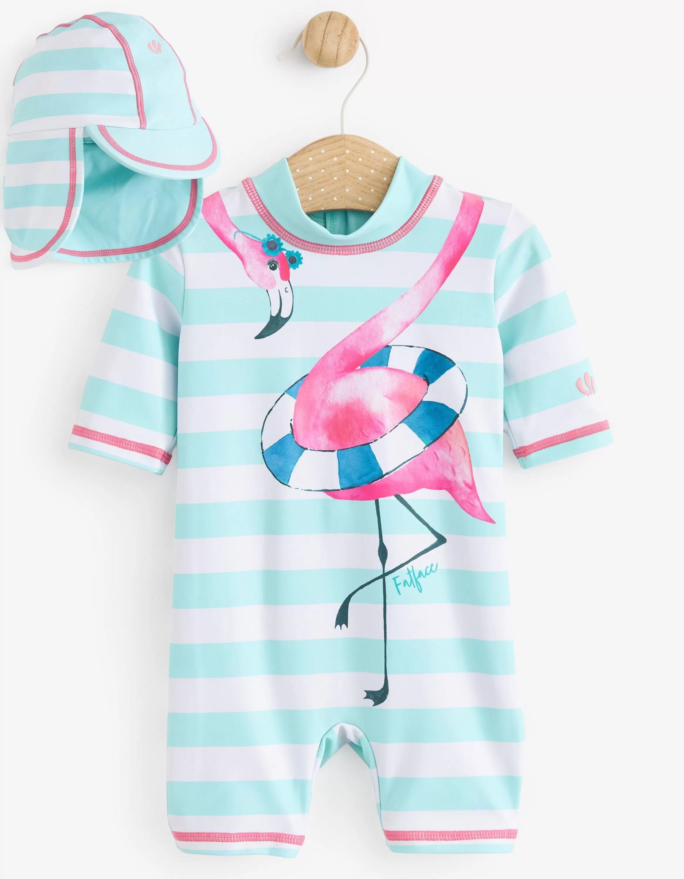 Clearance FatFace Flamingo Surf Suit And Hat Set Blue