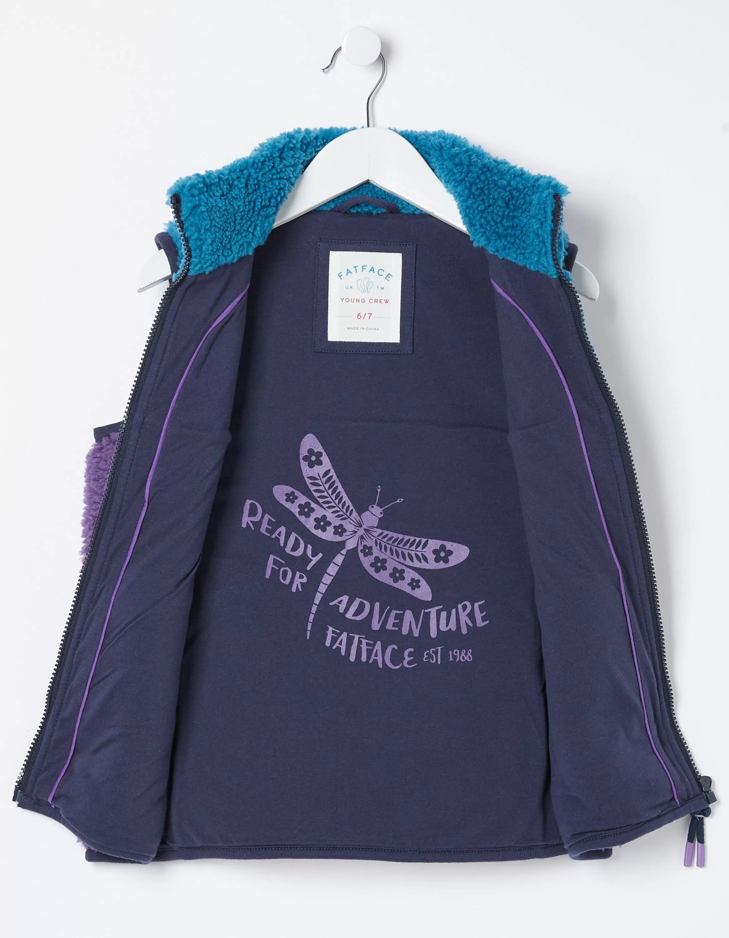 Store FatFace Fleece Colourblock Gilet Lilac