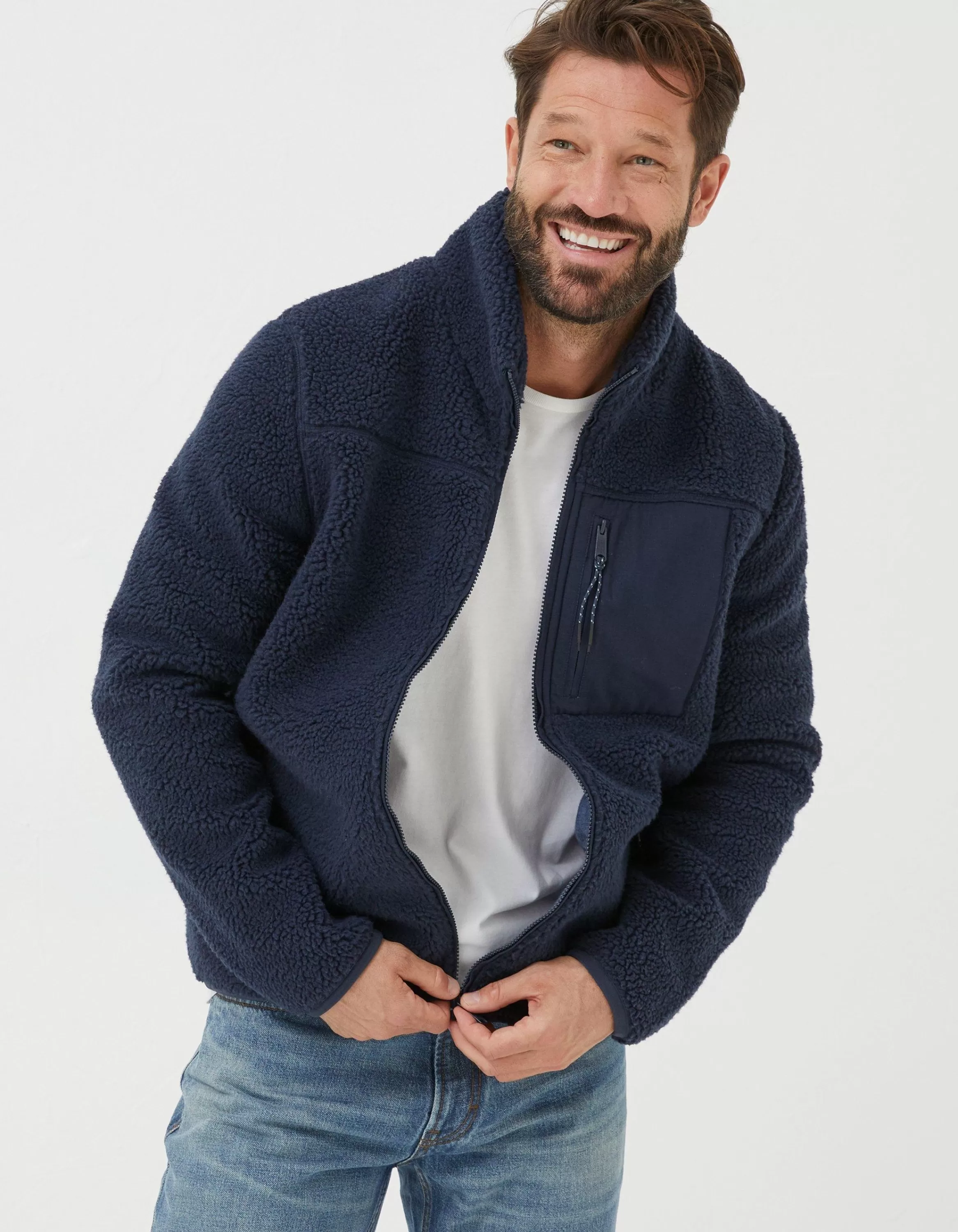 Clearance FatFace Fleece Zip Through Navy