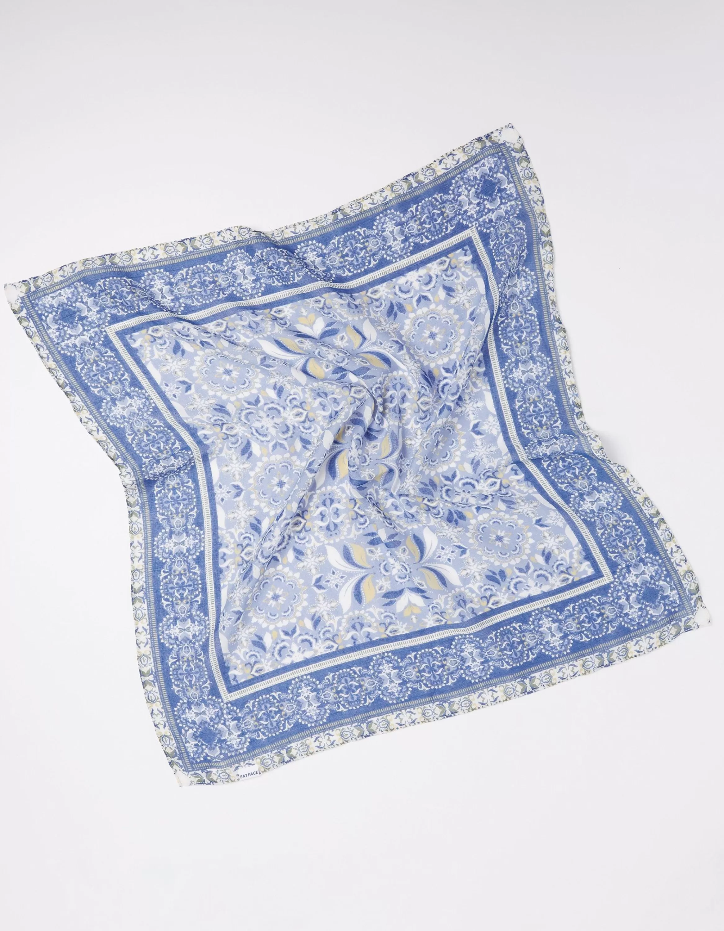 Hot FatFace Floral Border Hair Scarf Blue