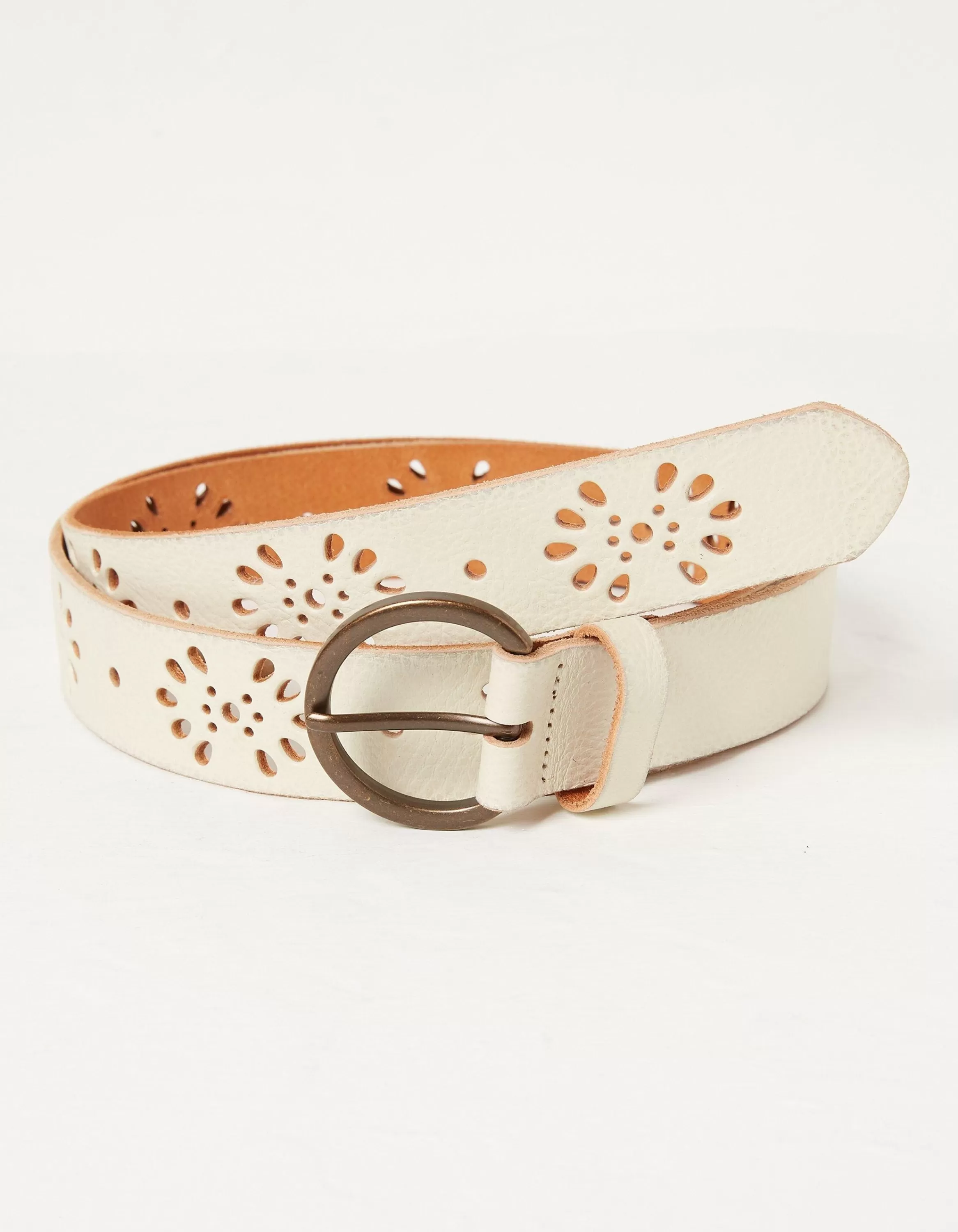 Shop FatFace Floral Laser Cut Belt White